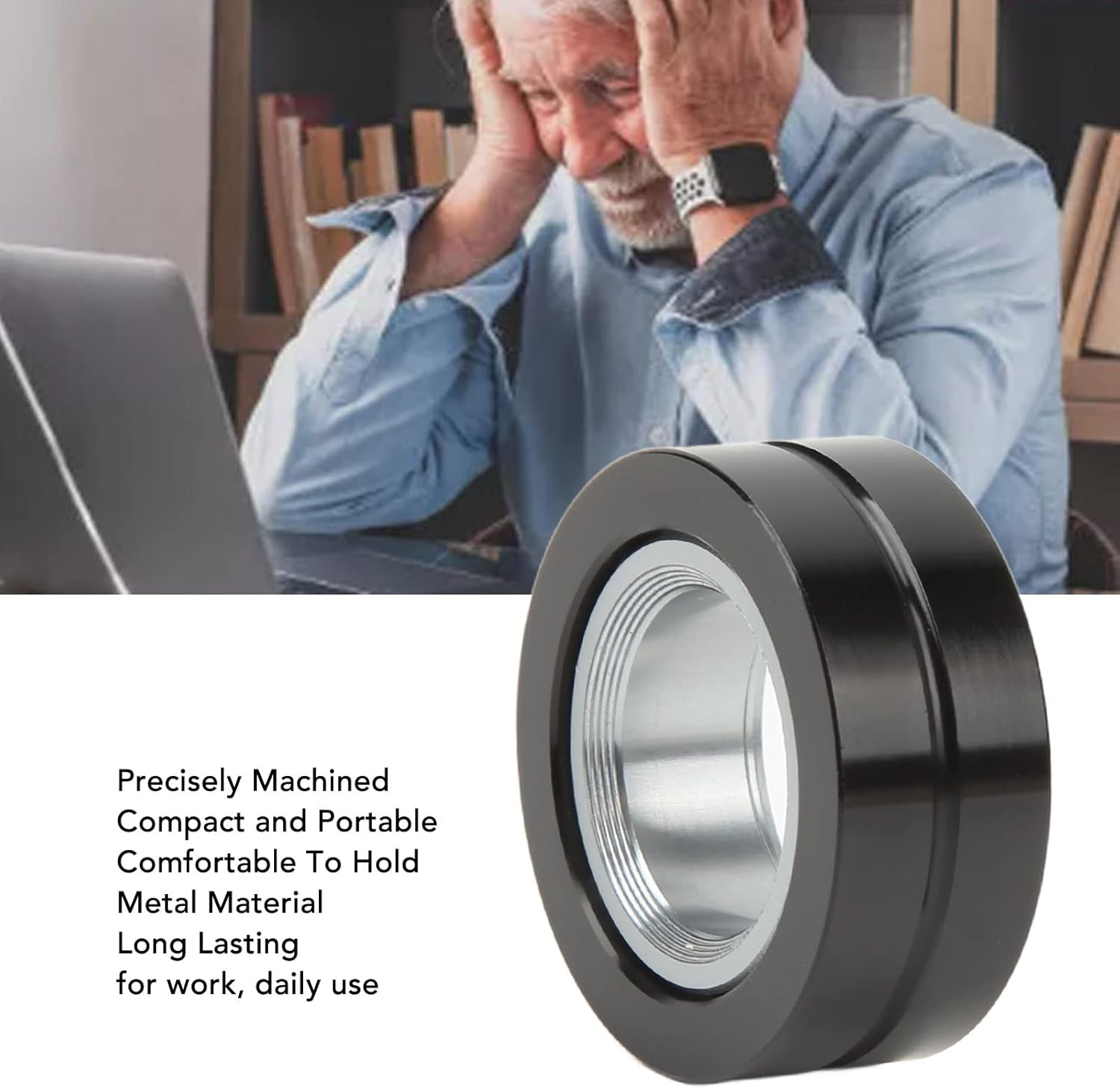 Metal Rings Fidget Toy, Adults Fidget Ring Toy, round Shape Long Lasting Magnetic Rings Fidget Toy, Relief Stress Fingertip Fidget Ring Toy for Adult Men Outdoor image number 4