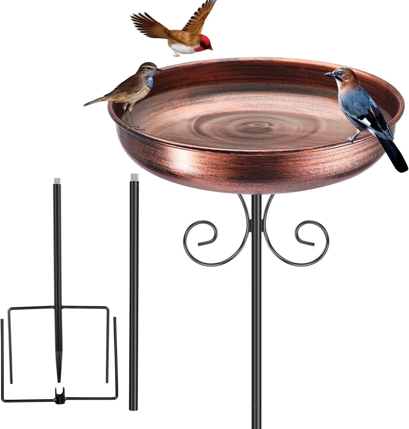Metal Outdoor Standing Bird Bath Enduring Bird Bath Feeder Bowl Decorative Freestanding Birdbath for Garden Outdoor.(30Cm)