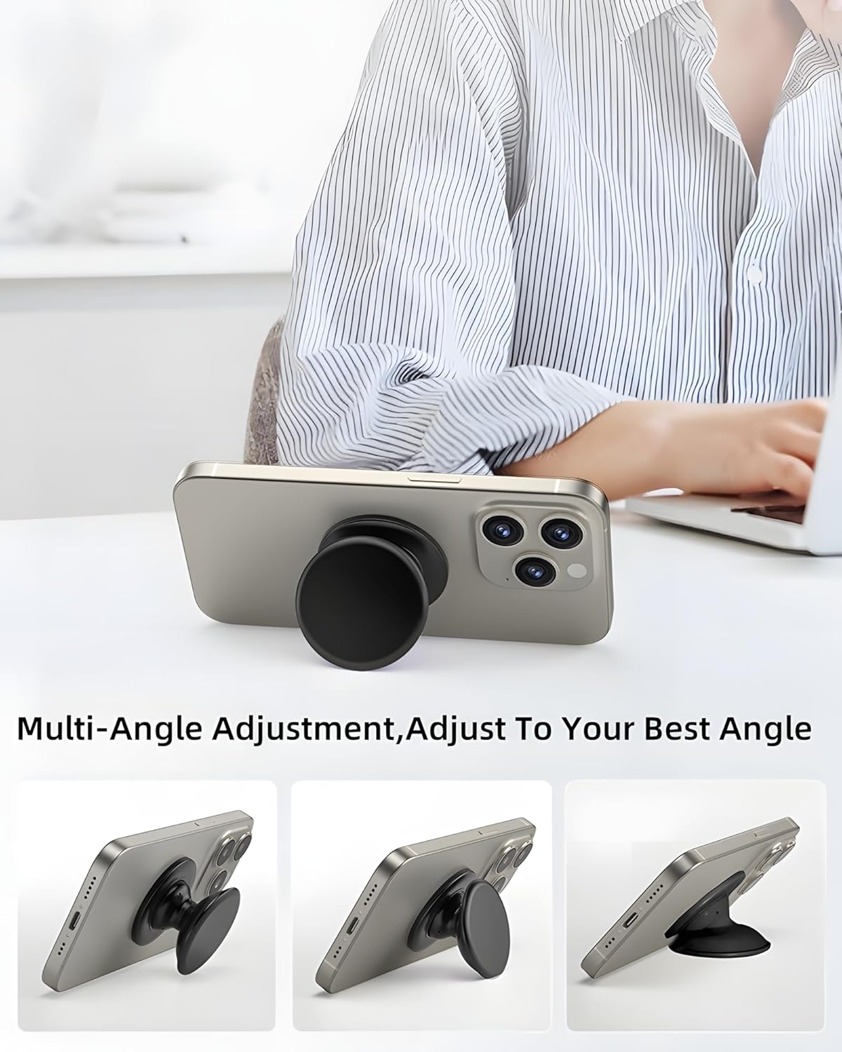 Drimzate Silicone Phone Grip with Expanding Kickstand, Cell Phone Holder for Hand，Pink - Green+White image number 4