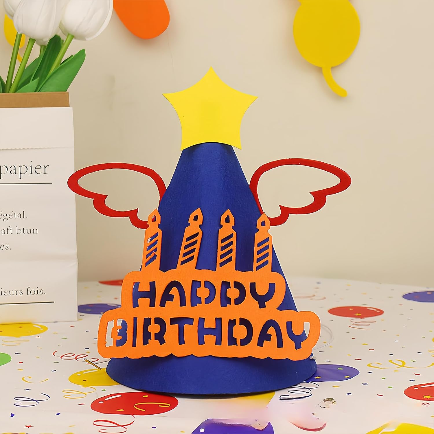 Hannafires Cartoon Felt Birthday Party Hats - Fun Photo Props for Birthday Parties, Party Decorations, Suitable for Adults and Children Gifts.
