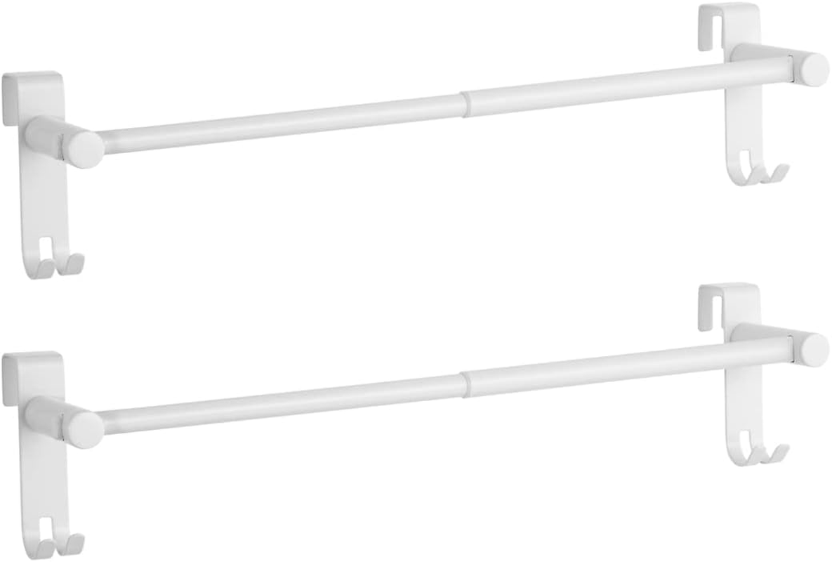 EMKE Double Towel Rail, Bathroom over the Door Hanging Towel Rack with Hooks, Stainless Steel Sink Towel Holder with Large Space for Kitchen Toilet Hotel Shower Room, Chrome