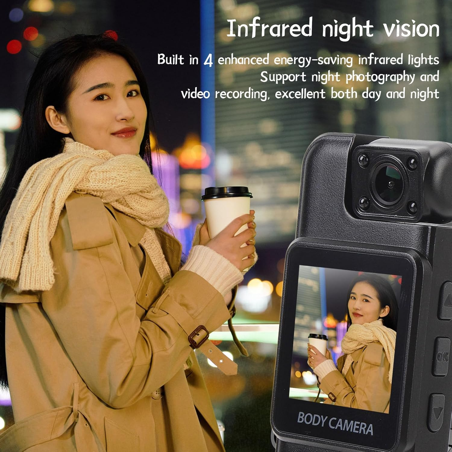 LICAEVEY Body Camera, 4K HD, 180 Degree Rotating Lens, Body Worn Camera, Pocket Video Recorder with Rear Clip and 1.3 Inch Display for Safety image number 6