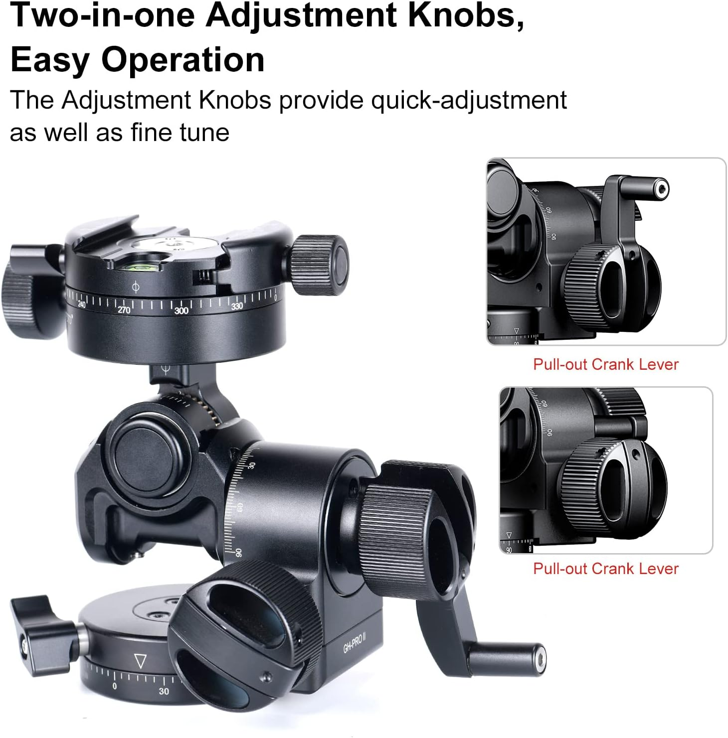 Sunwayfoto GH-PROII+ Geared Head 3D Independent Adjustment Comes with Geared Panning Clamp GC-01 image number 1