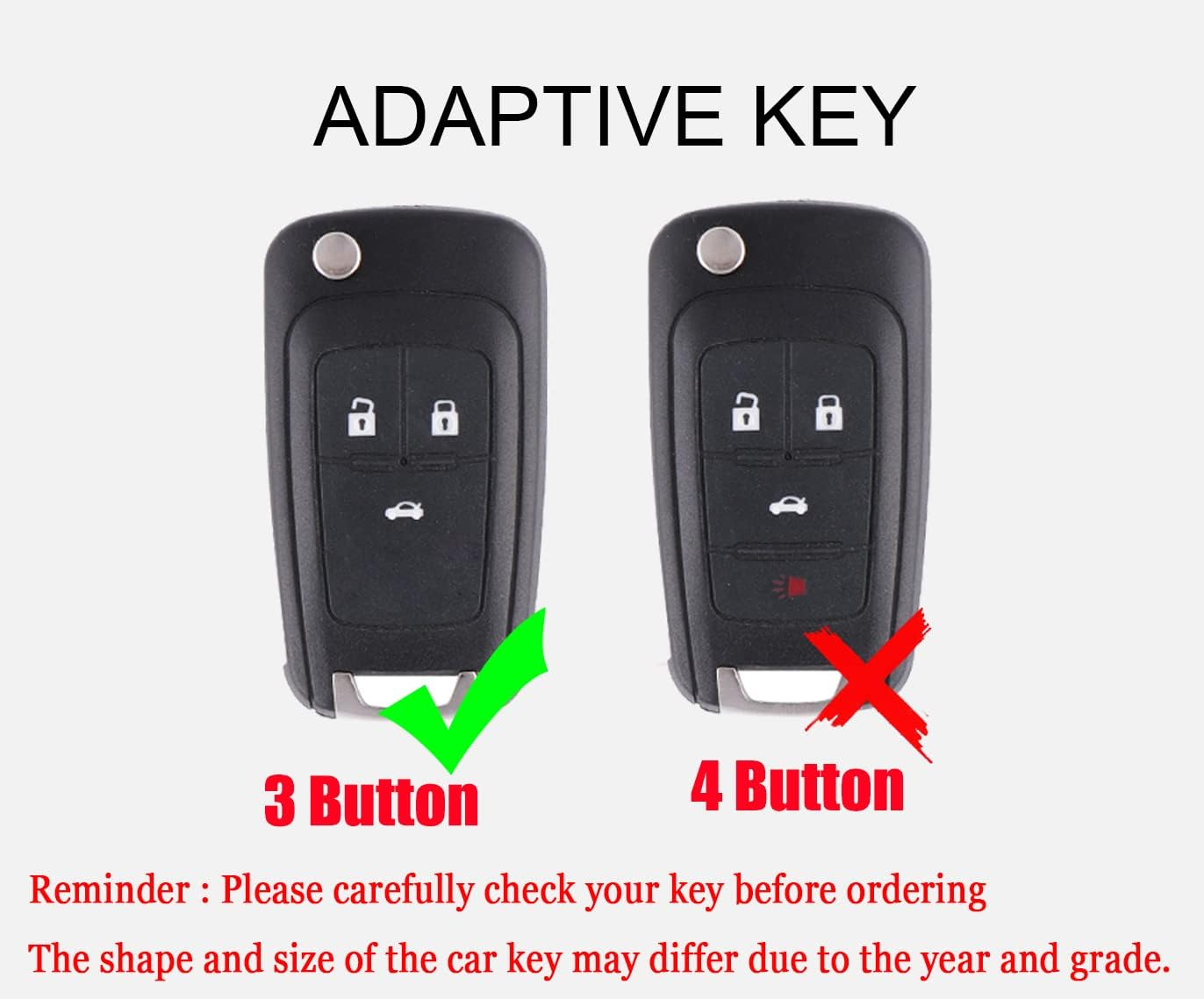 HIBEYO Key Fob Cover Compatible with Chevrolet Cruze Aveo Trax Sail Malibu Captiva Opel Vauxhall Astra J Corsa Insignia Mokka Key Case Holder Flip 3 Button with Leather Keychains-Black - Bling Keychain White image number 6