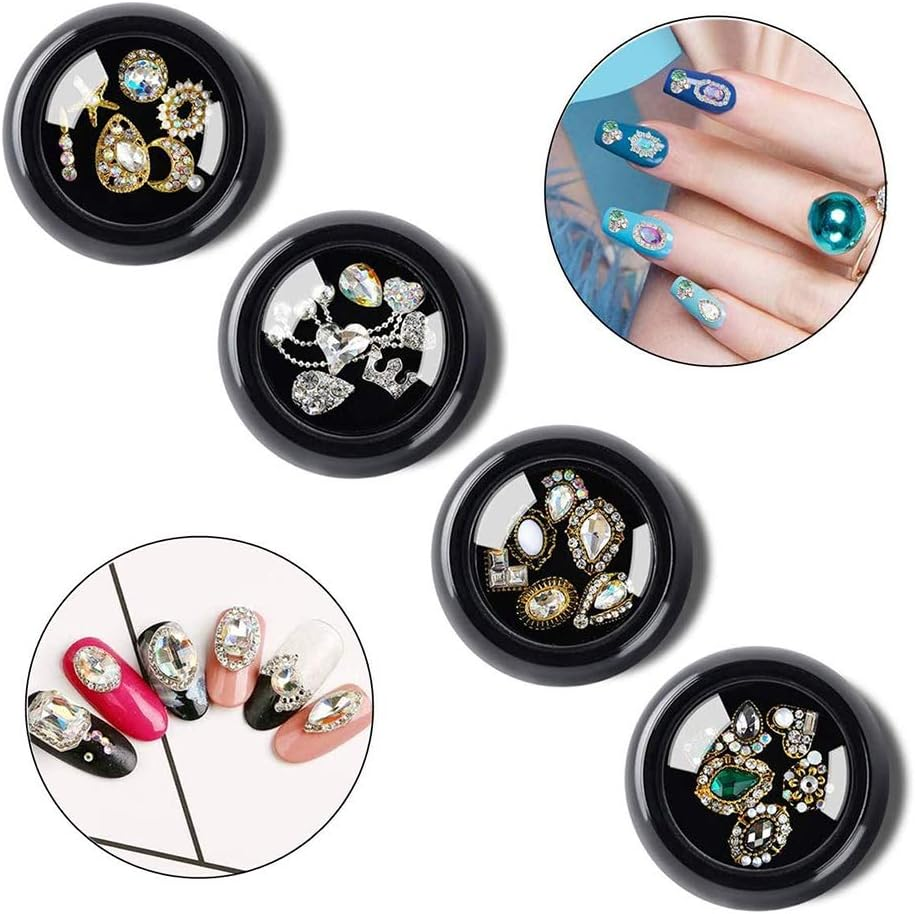 4 Boxes Rhinestone Nail Crystal 3D Nail Art Rhinestone Gem Stones Art Decoration image number 2