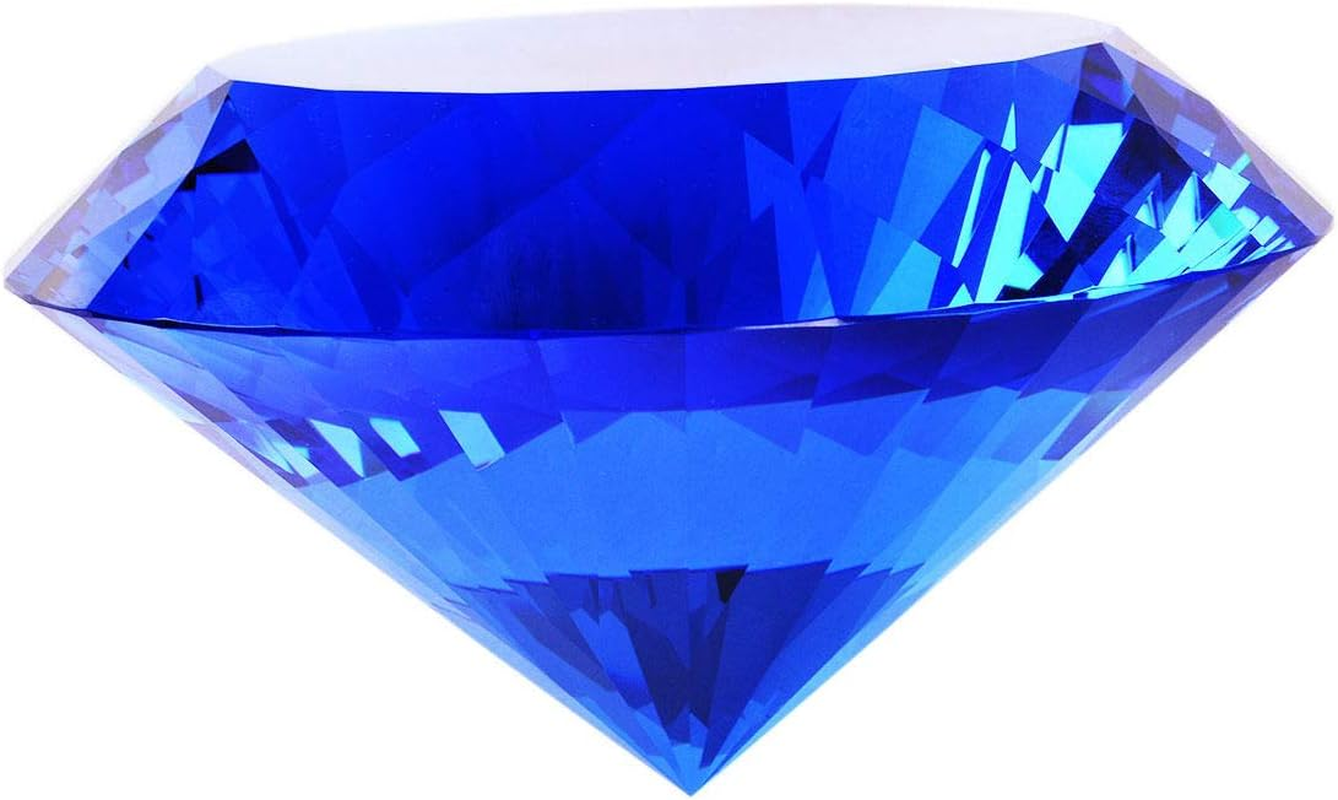 Blue Crystal Glass Diamond Shaped Decoration 80Mm Jewel Paperweight