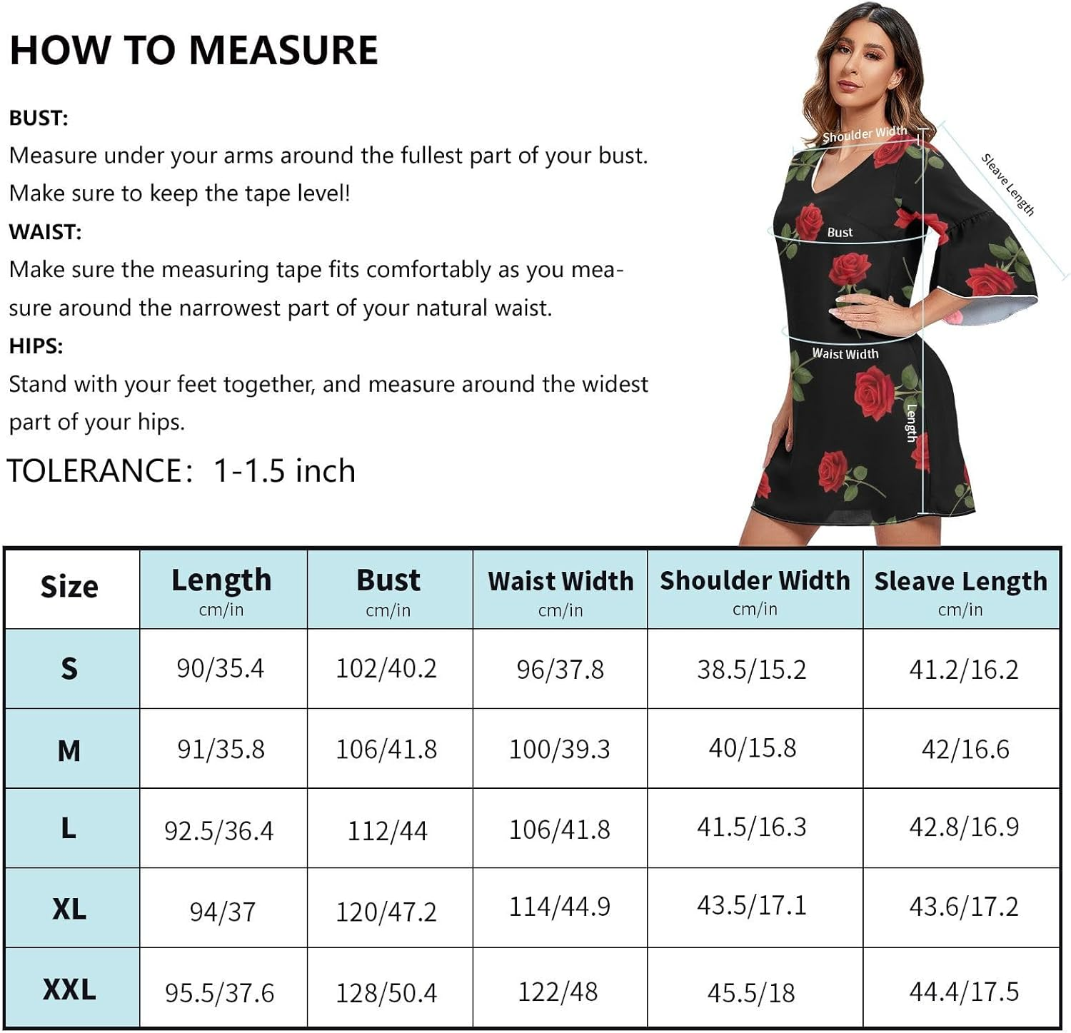 Red Roses Green Leaves Black Western a Line Dress Printed Line Maternity Dress