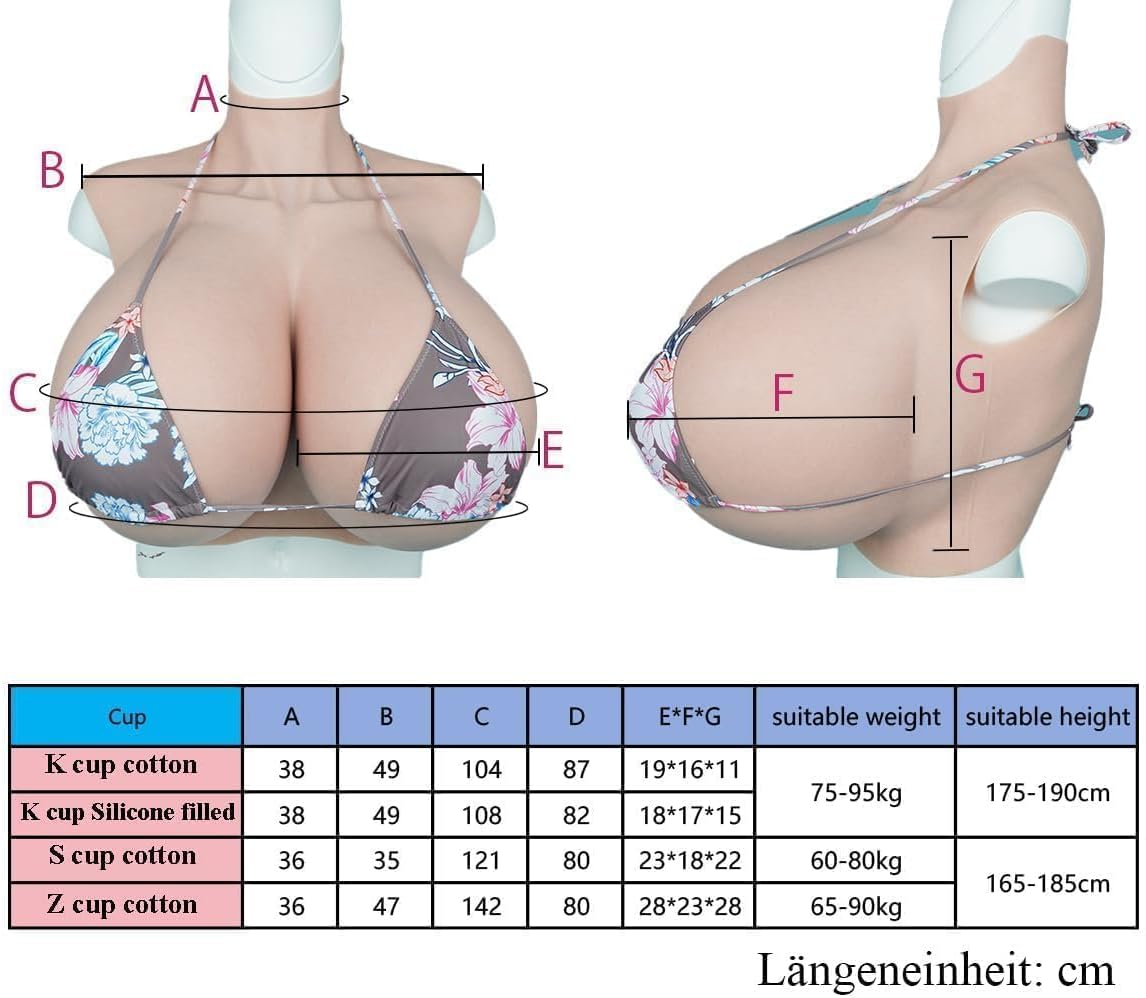 YRZGSAWJ Crossdressers Huge Breast Forms K S Z Cup Silicone Filled Breastplate Fake Breasts Weighted Boobs for Drag Queen Cosplay image number 6