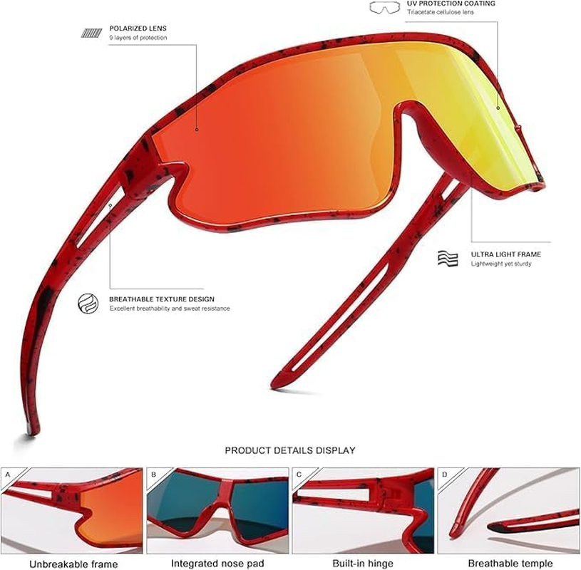 Kids Youth Polarized Sunglasses for Outdoor Sports Baseball Softball Running Cycling UV400 Eyewears
