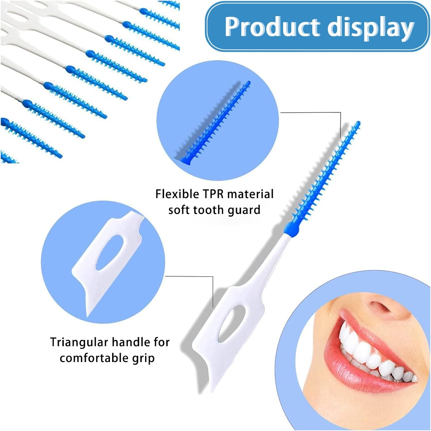 120 Pcs Disposable Interdental Brushes - Dual Head Toothpick Floss Brushes for Oral Deep Cleaning, Portable Dental Care Tools (White-Blue)