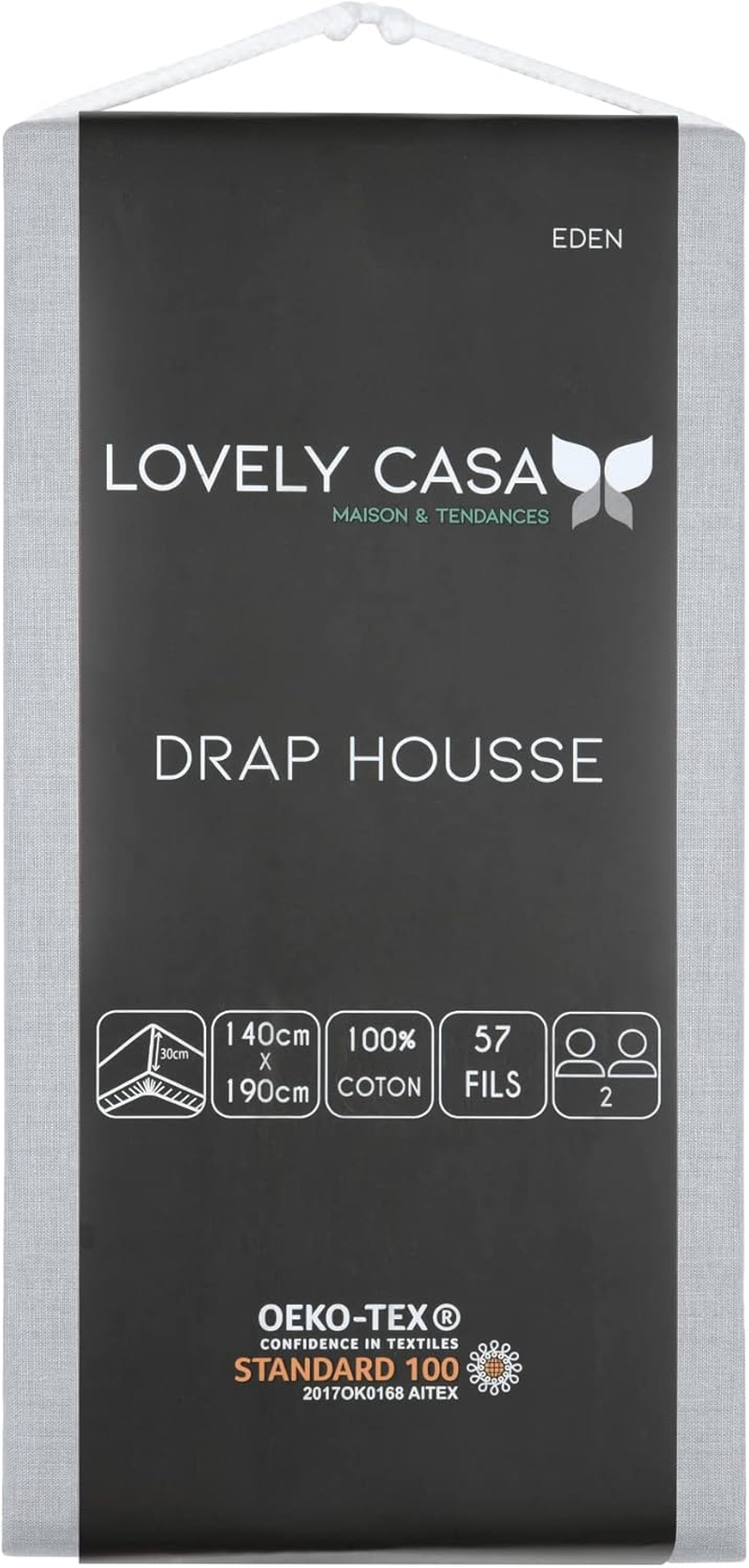 Lovely Casa - Fitted Sheet - Size 140 X 190 Cm - Large 30 Cm - 100% Oeko-Tex Certified Cotton - Mouse Colour - Model Eden - Bed Linen for Home - Soft and Comfortable for a Cosy Nest image number 5