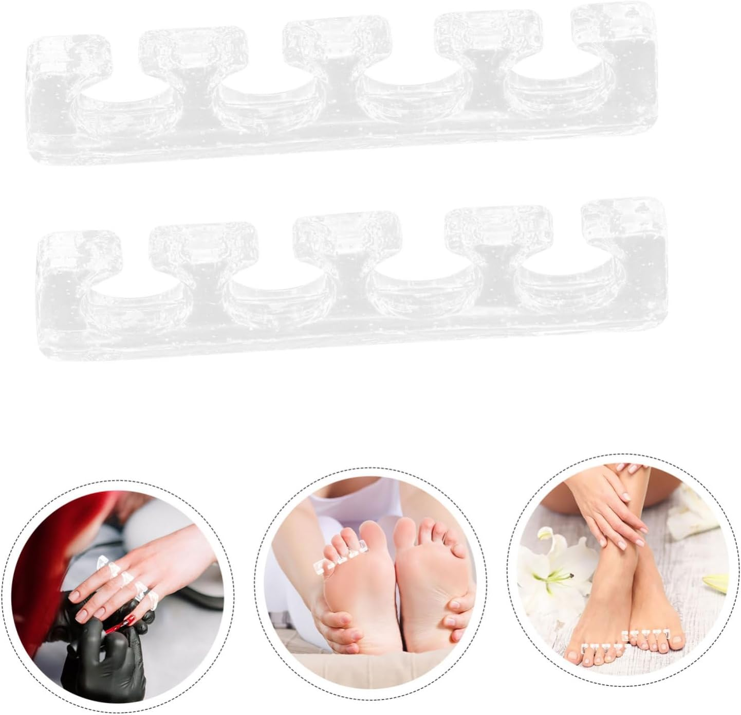 HONITANO 2Pcs Silicone Toe Separators Women Pedicure Toe Dividers Nail Art Spacers for Foot Care and Manicure