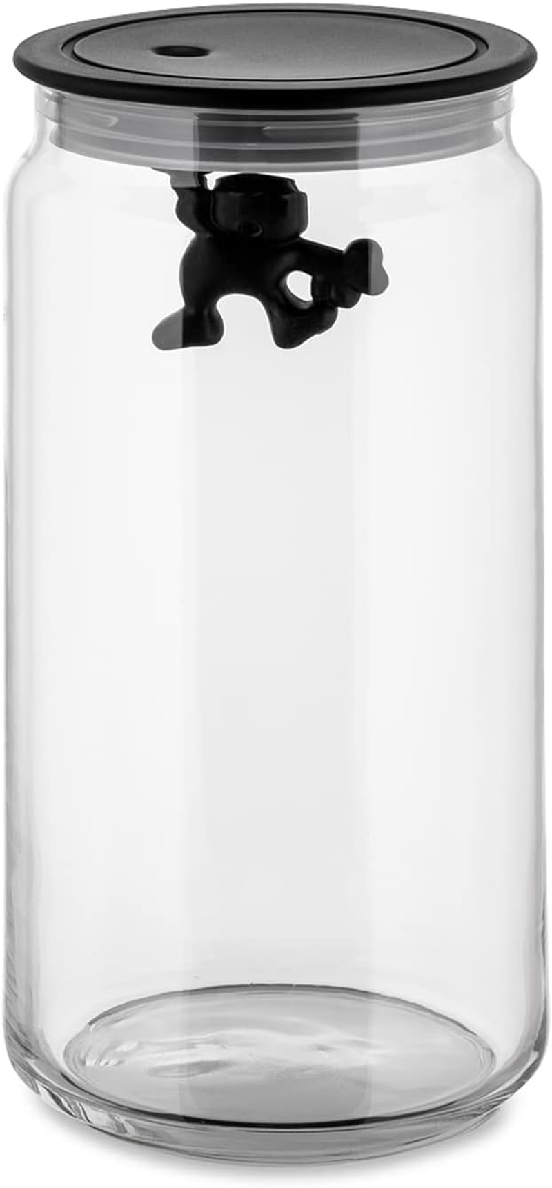 Alessi Gianni Glass Kitchen Box with Lid, Black, 15 Cm Height