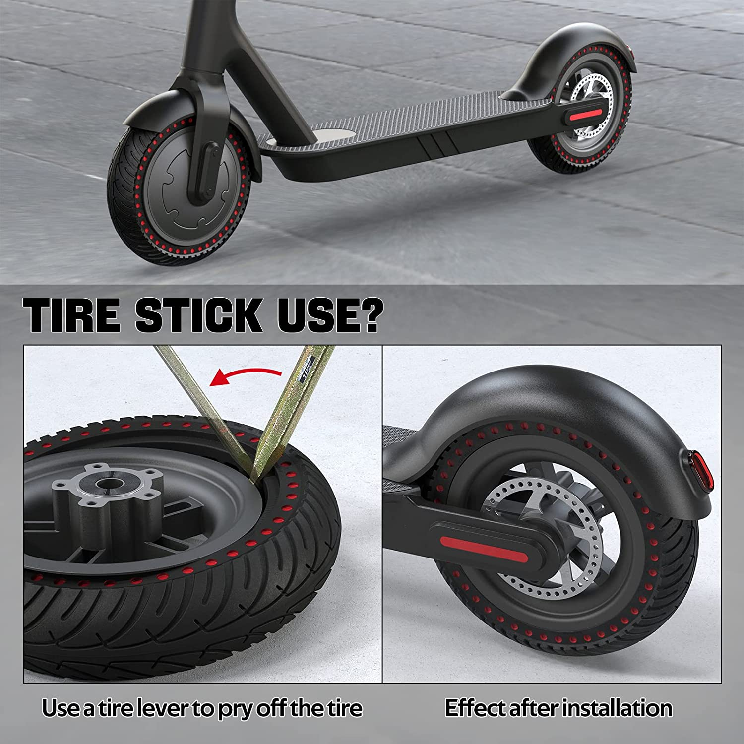 1PZ TR1-R85 8.5 Inch Solid Tires Wheel'S with 1 Installation Tools Replacement for Xiaomi Mijia M365 Gotrax GXL XR V2 Electric Scooter image number 3