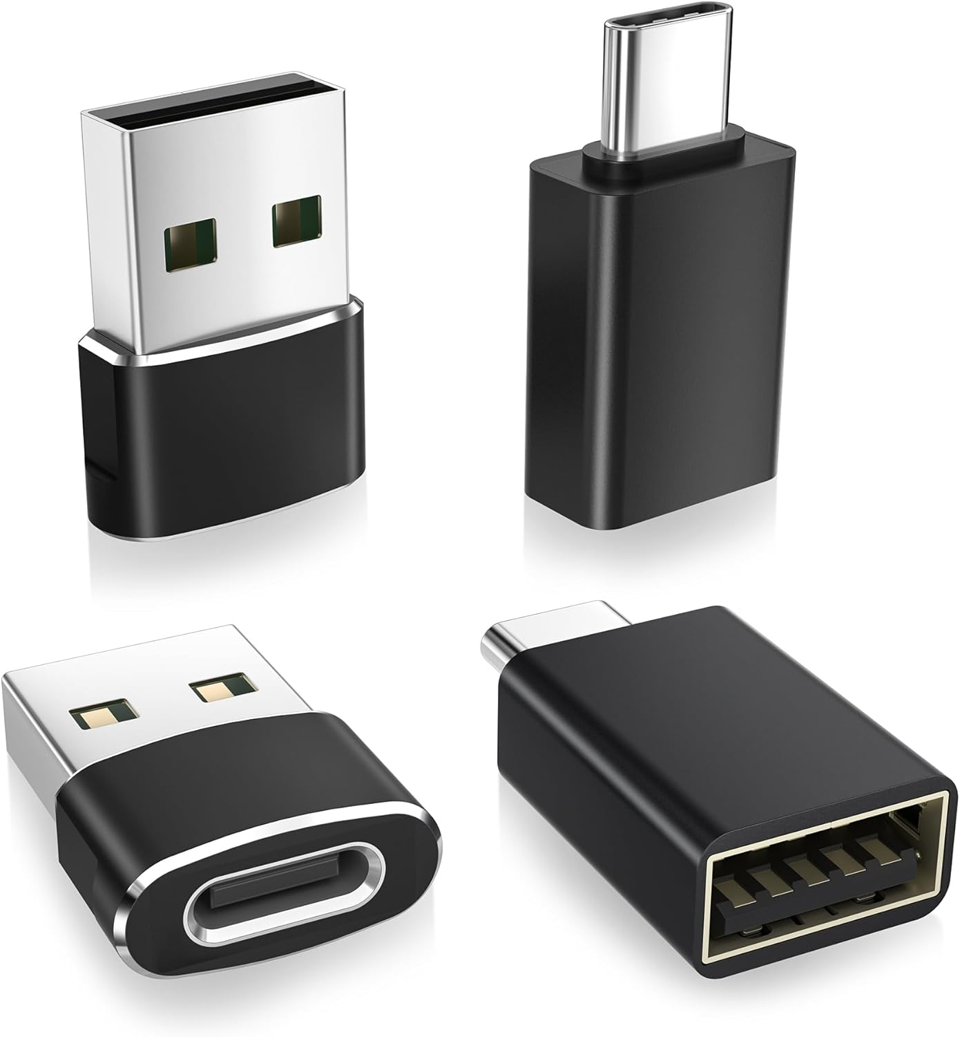 Basesailor USB to USBC Adapter with USBC Male to USB a Female 3.0 4Pack,Thunderbolt 4 3 OTG Charger Converter for Macbook,Iphone 17 16 15 14 13 plus Pro Max,Ipad Air Mini,Samsung Galaxy S24 S23 Ultra