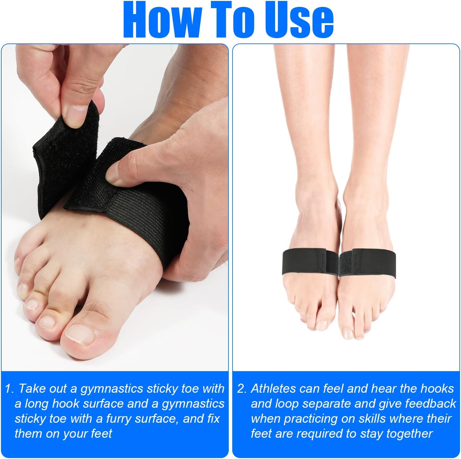 PEUTIER 2 Pairs Sticky Toes for Gymnastics, Ankle Straps Tumbling Trainer Stretch Back Handspring Trainer Gymnastics Cheerleading Dance Equipment for Girls Boys Adults Beginners Practice, Black image number 5