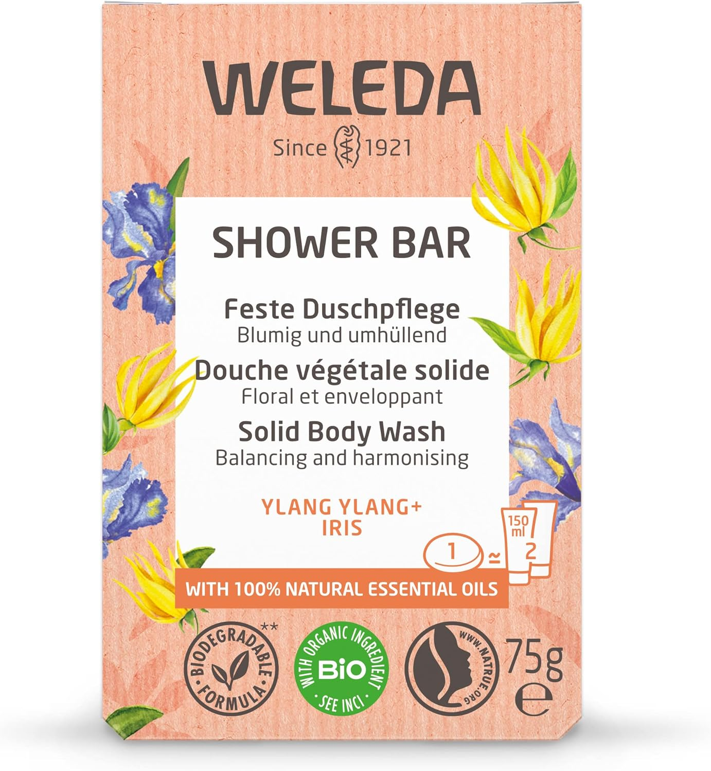 WELEDA Shower Bar - Ylang Ylang + Iris 75G | Balancing & Harmonising | Natural Soap | Vegan image number 2