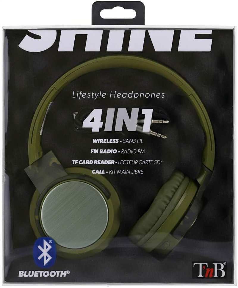 T'Nb Shine 2 4 in 1 Wireless Wired Headphones SD Card Reader FM Radio Camo image number 3