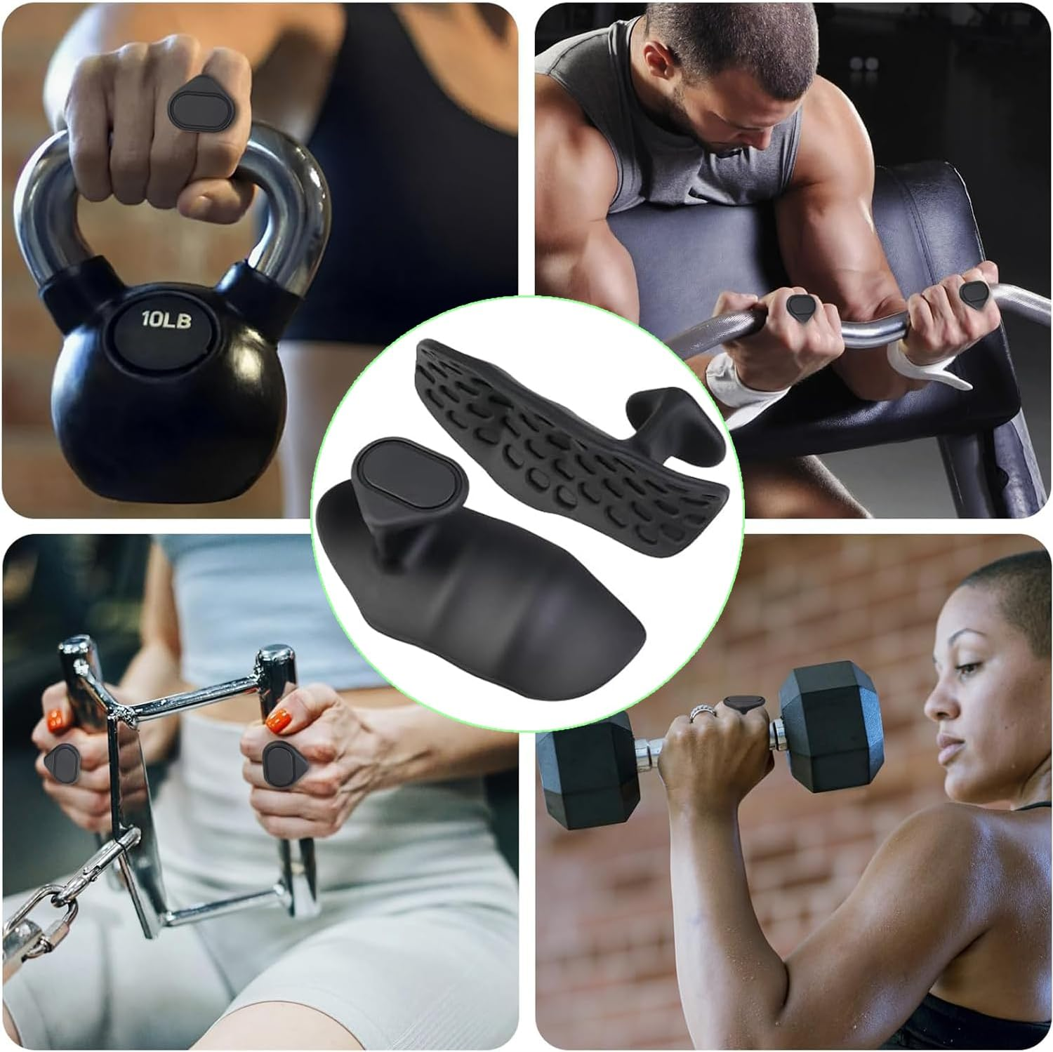 Yharnamite 1 Pair Gym Hand Grips for Weight Lifting, Anti-Slip Workout Grips, Non Slip Silicone Gym Grips Pads for Training and Exercise, Weight Lifting, Dumbbell, Deadlift image number 3