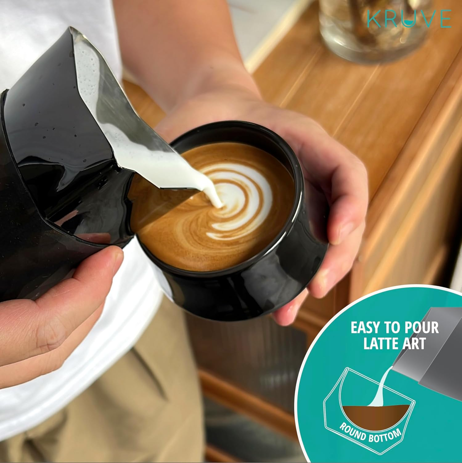 KRUVE Imagine Porcelain Latte Mugs, Set of Two Glass Mugs, Thermal Spherical Design, 5 Oz, Insulated Coffee Cups for Heat Retention image number 4