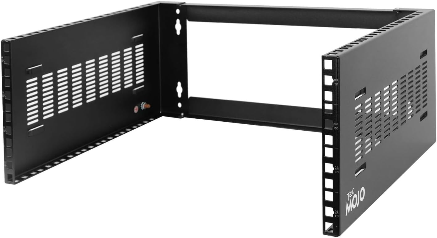 Tecmojo 6U Server Rack 350Mm Deep Open Frame Network Rack 19" Width Wall Mount for Shallow Server and IT Equipment, Network Switches, Patch Panel Bracket, 50 Kg /110 Lbs Max Loading, Black image number 2