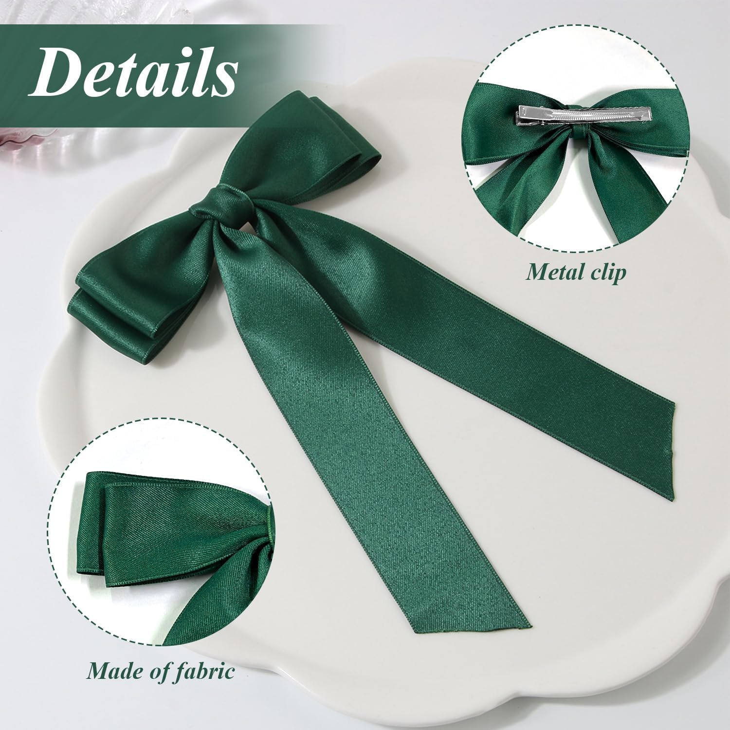 3 Bow Hair Clips, 10 Hair Clips, Personality Green Duck Bill Clips, Women Fashion Hair Accessories, Decorations for Clothing, Hairstyle. image number 1