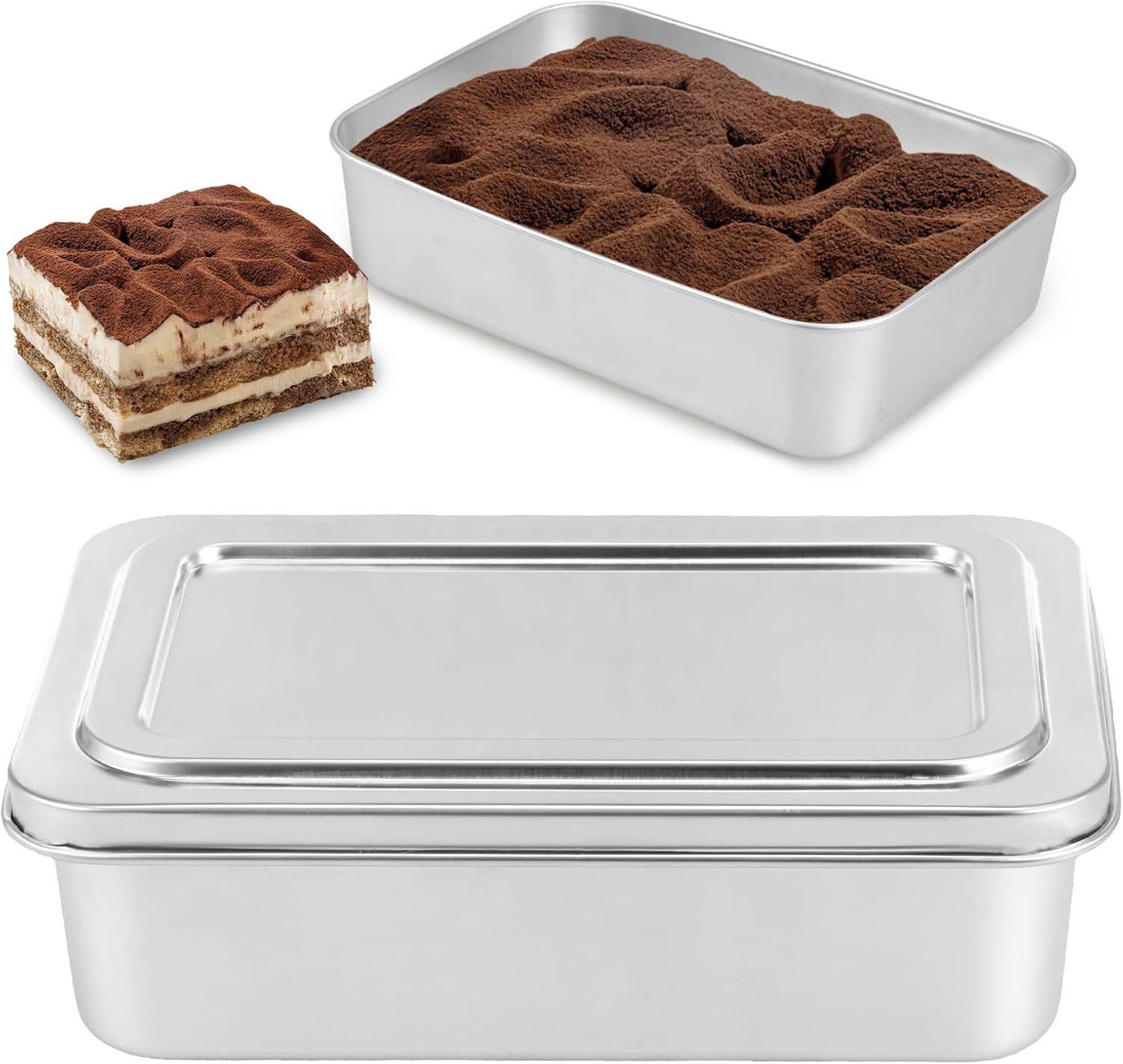 ZFLYCANP Stainless Steel Bread Loaf Pan with Lid, Rectangle Loaf Pan, Flat Bottom for Perfect Shaping without Collapse, Multipurpose Baking Bakeware for Baking Bread Party Dessert (Small)