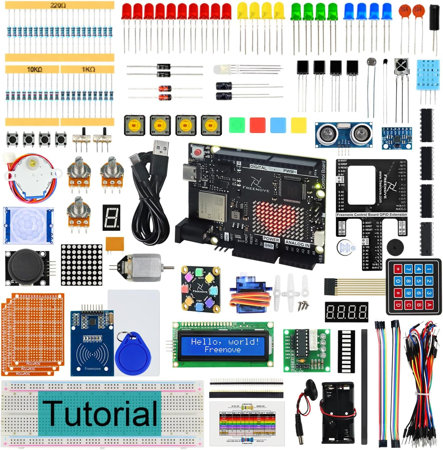 Freenove Ultimate Starter Kit with Board V5 Rev4 Wifi (Compatible with Arduino IDE), Arm Cortex-M4 Microcontroller, Onboard ESP32-S3, 399-Page Detailed Tutorial, 220 Items, 78 Projects