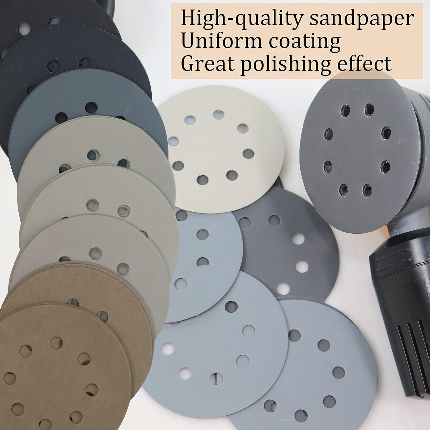 Freletry 5 Inch 8 Hole 24 PCS #400-#10000 Sanding Discs 400/1000/2000/3000/4000/5000/7000/10000 Grit Compatible for Random Orbital Sander (24 PCS #400-#10000 Grit) image number 2