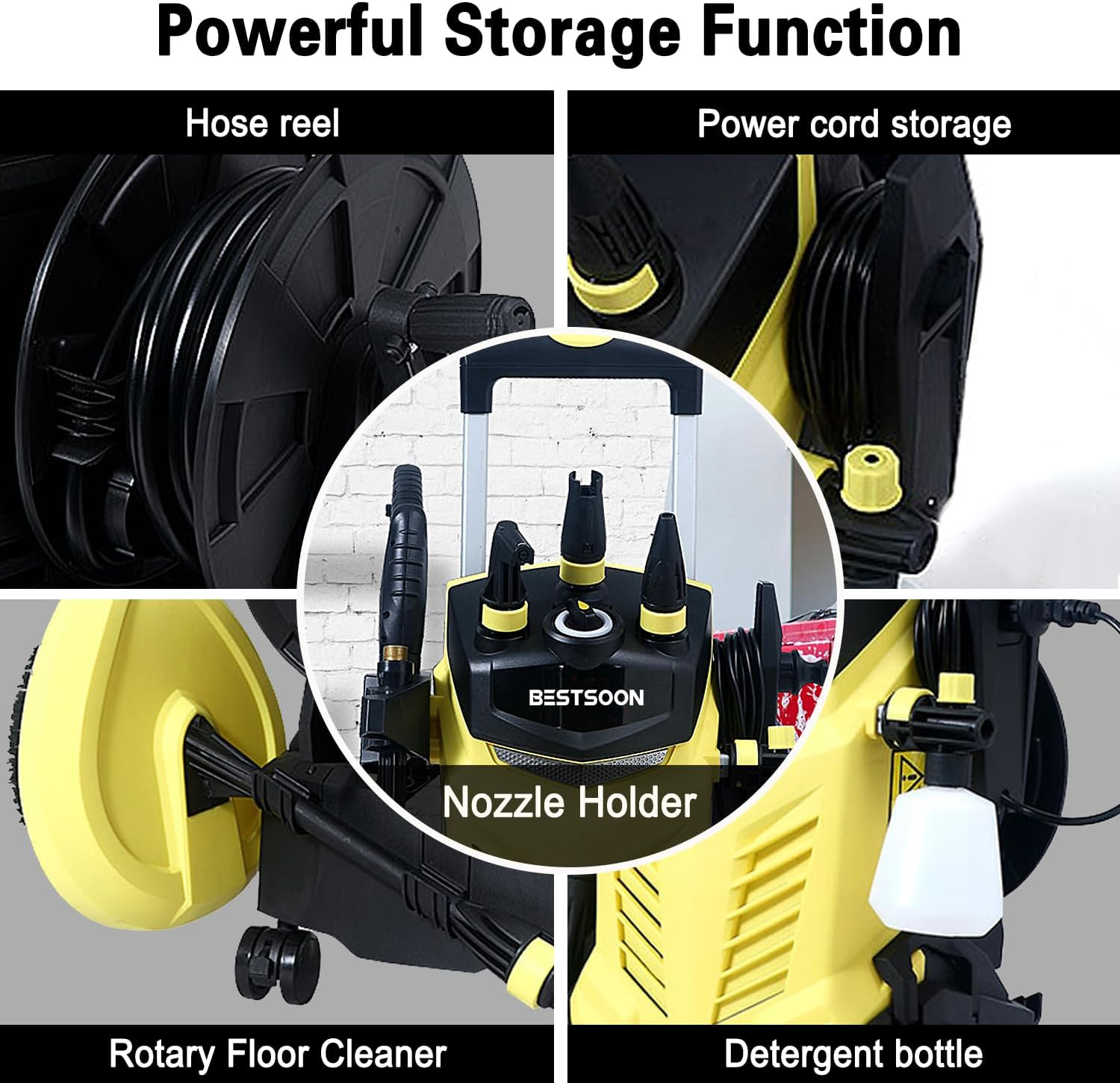 3800PSI High Electric Pressure Washer Power Washer with 360&deg; Spinner Wheels 2400W High Power 260Bar Jet Cleaner Sprayer Detergent Bottle Turbo Nozzle image number 1