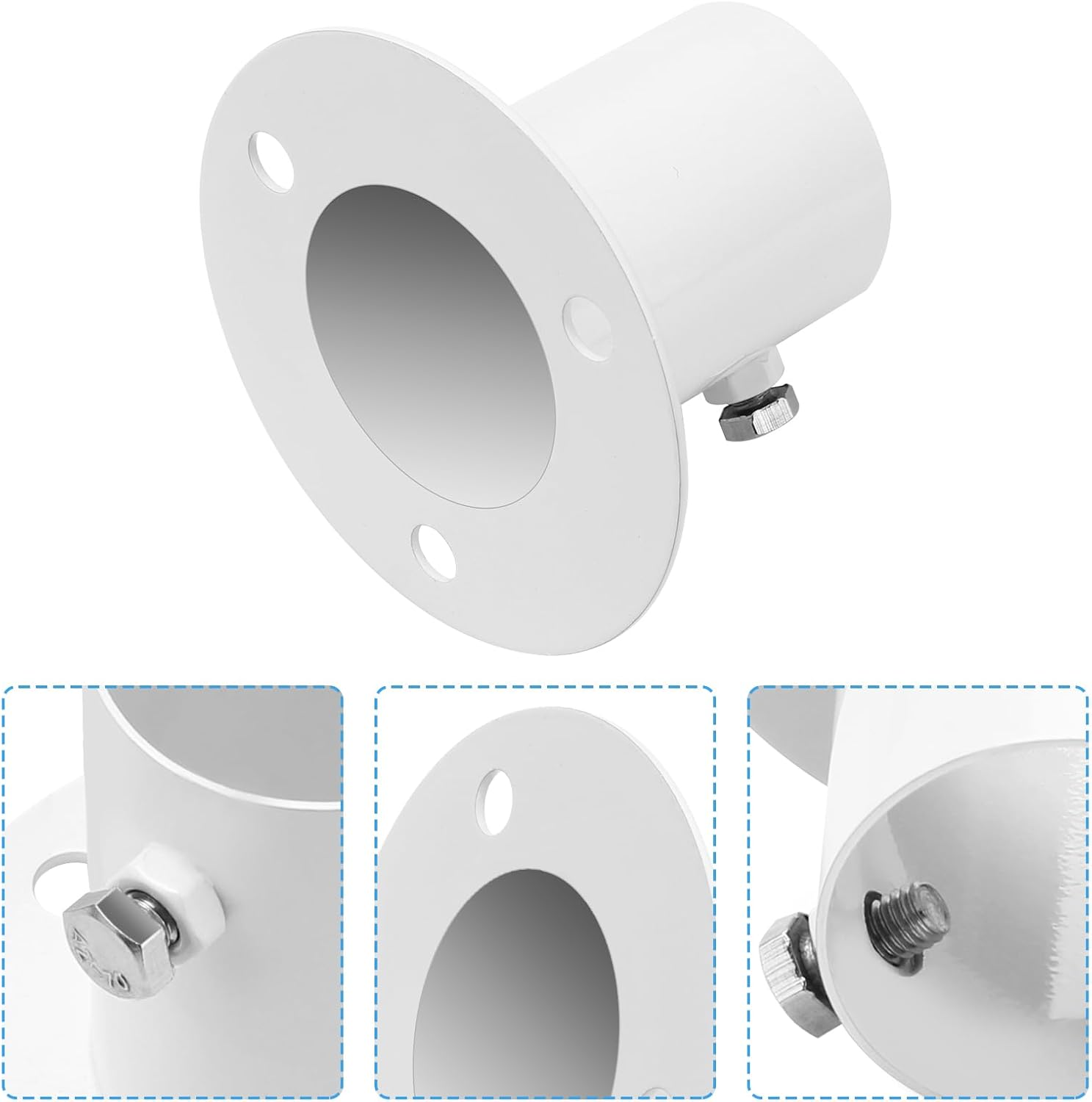 Pool Handrail Deck Flange, Stainless Steel White Deck Flange Rod End Bracket Cast for above Ground Pool Ladder Anchor Mounting Flange 1.5" (2 Pack) image number 5