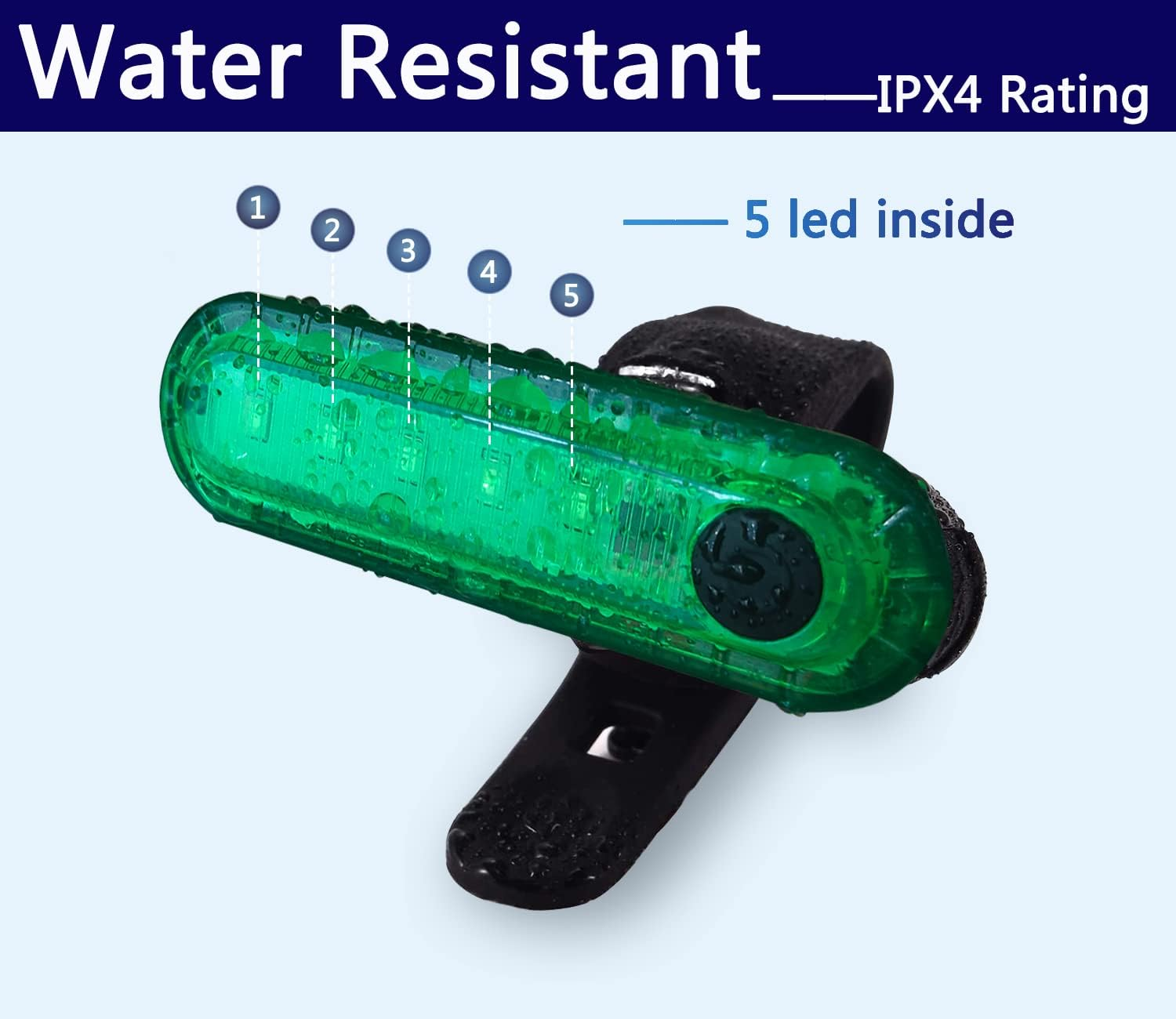 Amzonly LED Navigation Lights Kit for Boat Kayak, Stern Lights Battery Operated, 4Pack Rechargeable LED Lights for Night Kayaking, Bike Tail Light, 4 Light Mode Options, 2Pcs Safety Whistle Included - 2Red 2Green image number 6