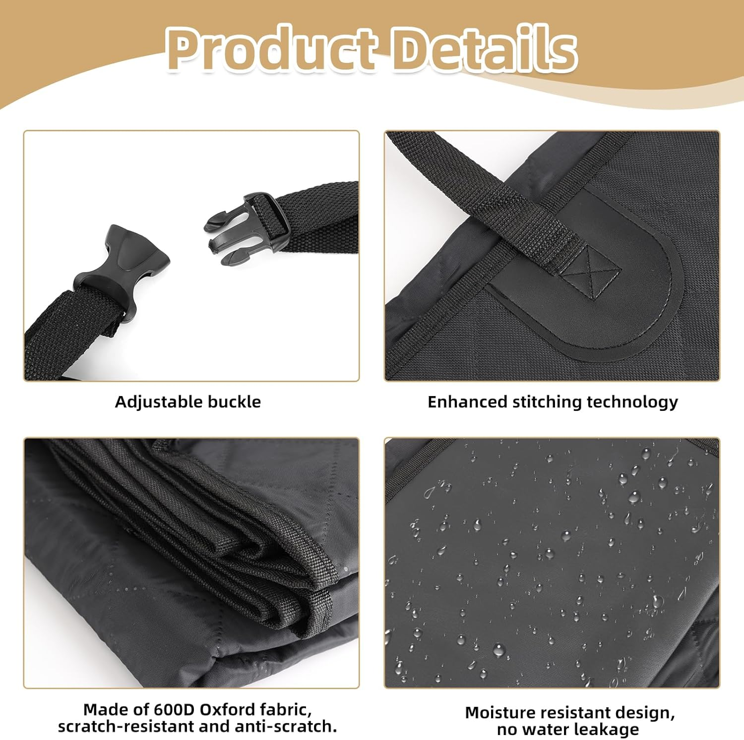 SUV Dog Car Seat Cover, Waterproof Pet Seat Trunk Mat Protector for Vans Suvs Sedans, Non-Slip Scratch-Proof Stain-Proof Dog Car Hammock Easy Clean (205X135Cm, Black) image number 1