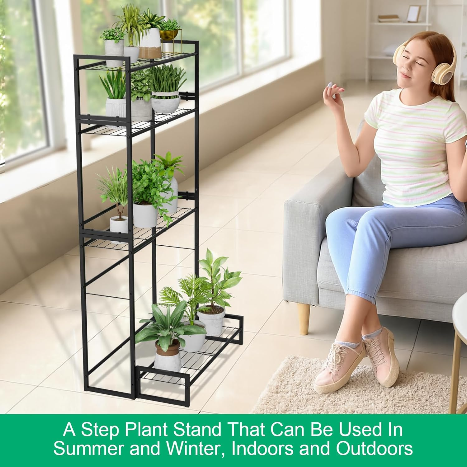 Vygrow Plant Stand, 4 Tier Stackable Tiered Plant Stand, Scalable Heavy Duty Tall Plant Shelf for Indoor Outdoor, Garden, Display Shelves, Flower Pot Holder, Black image number 2