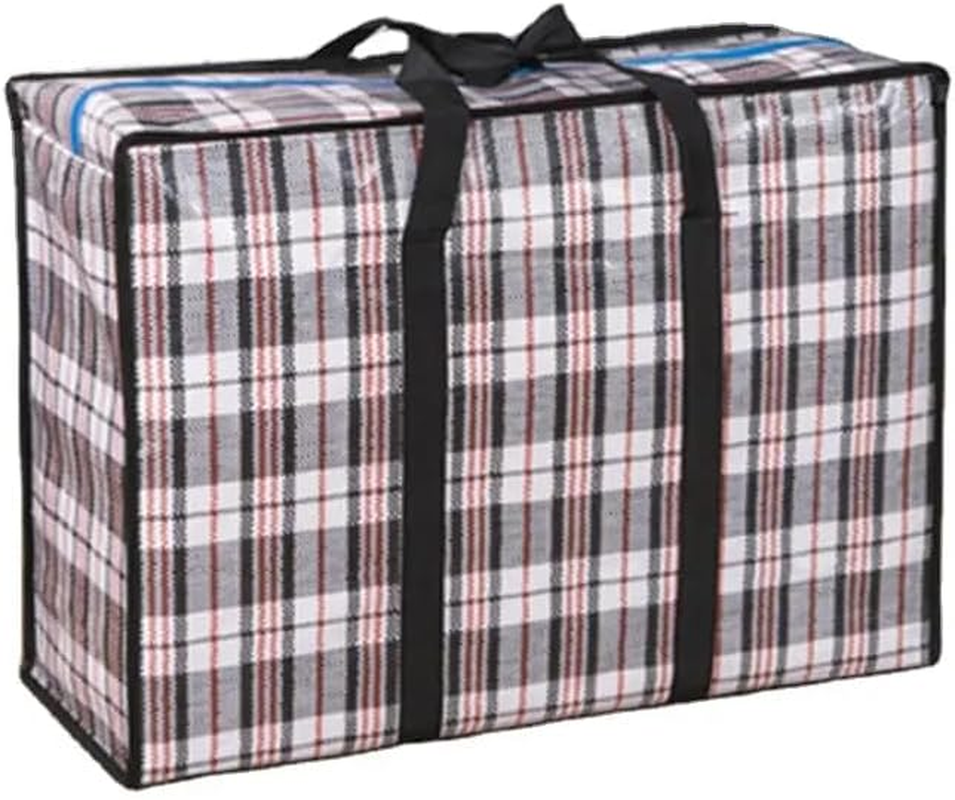 3 Set of Large Heavy Duty Checkered Tote Bags with Zipper and Handles Waterproof Storage Tote Duffle Bag with Zippers for Clothes, Bedding, Comforters, Pillows, Moving image number 3