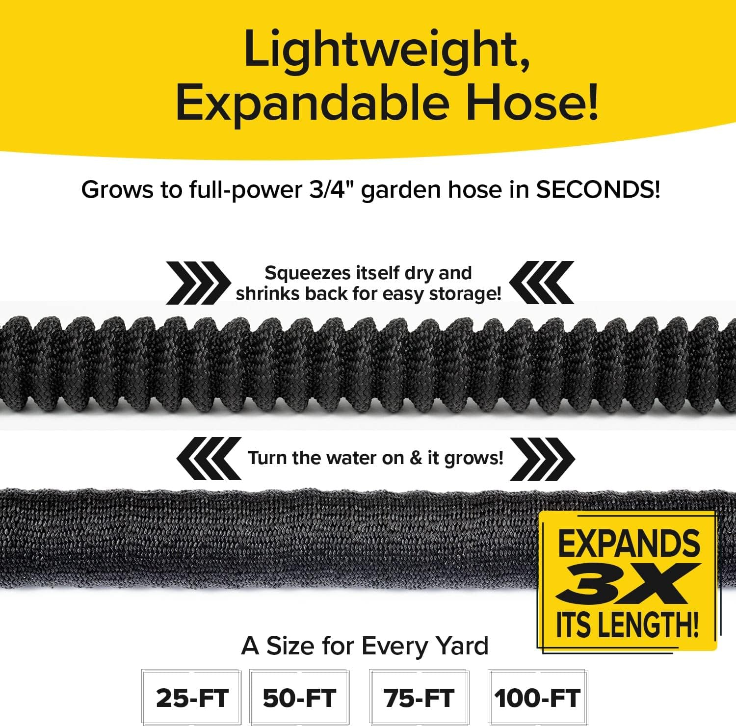 Bulbhead Pocket Hose Original Silver Bullet (75 Ft) Lightweight Water Hose by - Expandable Garden Hose That Grows with Lead-Free Connectors - Safe Drinking Water Hose &ndash; Kink-Resistant, Black image number 6