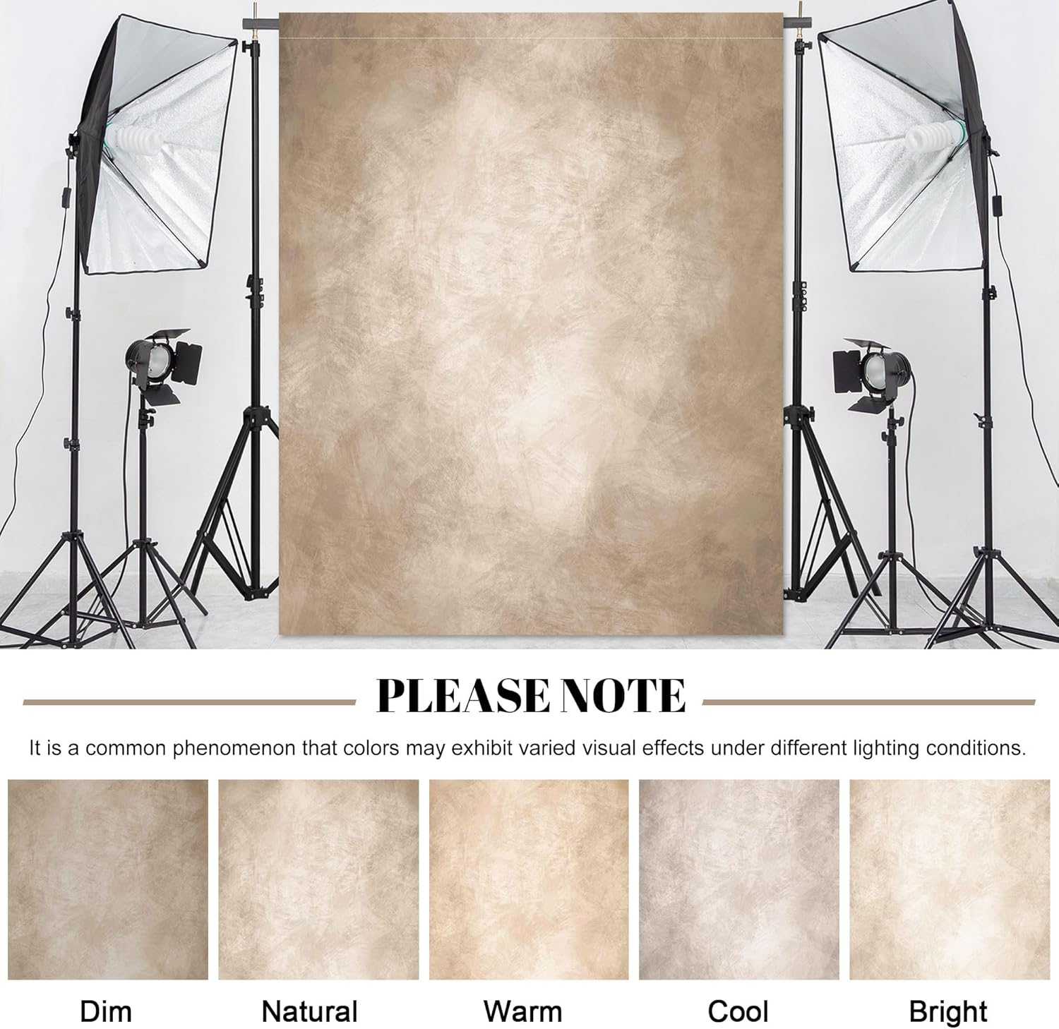 Haboke Abstract Professional Photography Backdrop for Adult Portrait Photo Studio Props Booth Background Photoshoot with Thick Ployester Roller Pocket on Top(Beige-8X10Ft) image number 7