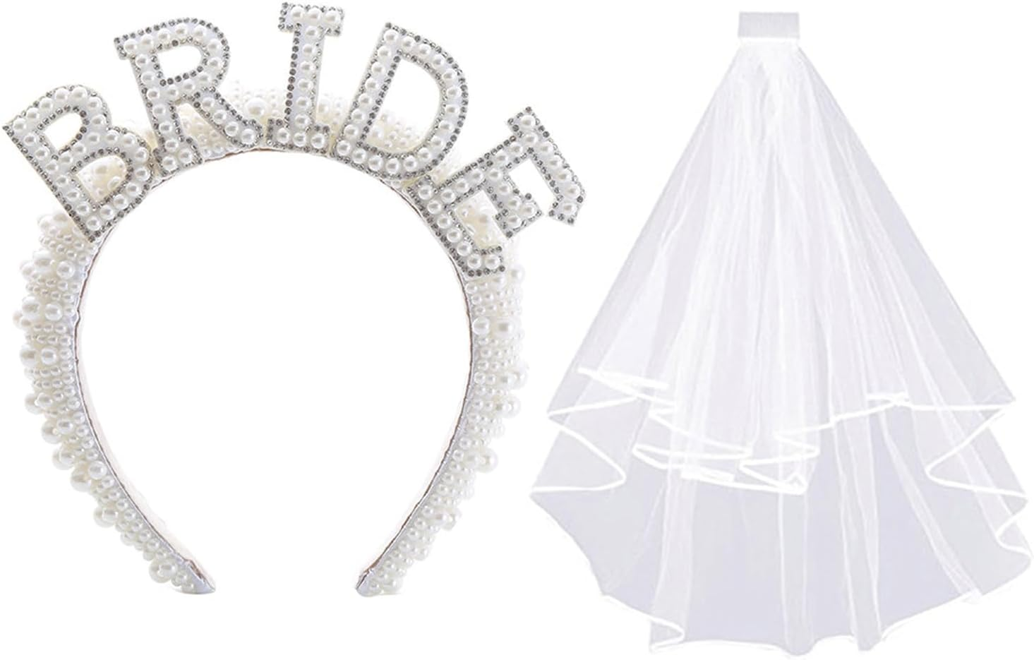 Pearl Bride Headband, Ideal for Bachelorette Party Decorations Bridal Shower Wedding and Engagement Parties. image number 3