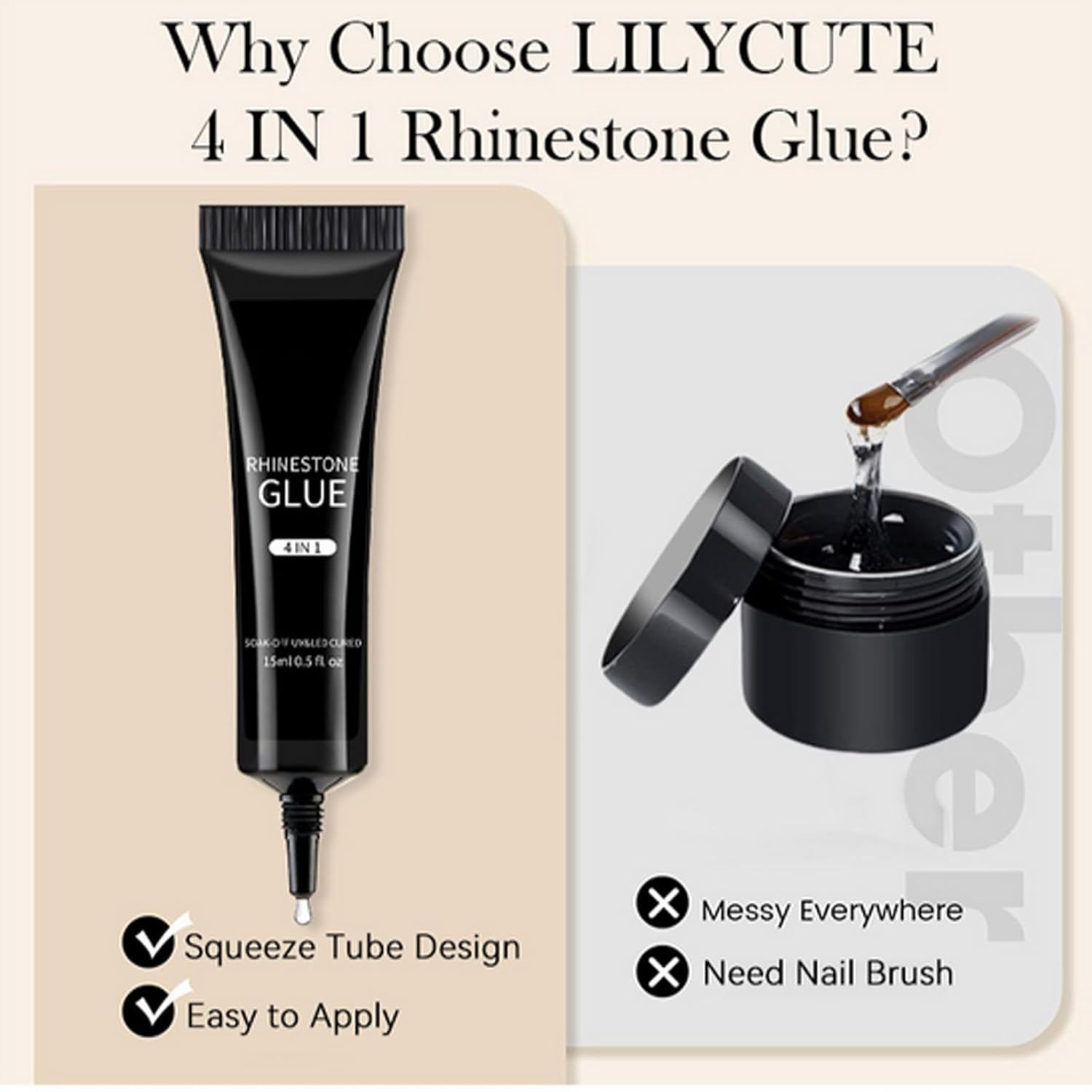 Gel Glue for Nails | 15Ml Nail Rhinestone Glue - Personal Care Supplies for Crafting Jewelry Sculpting Summer Holiday Party Daily Spa Bridal Wedding Travel Art Salon