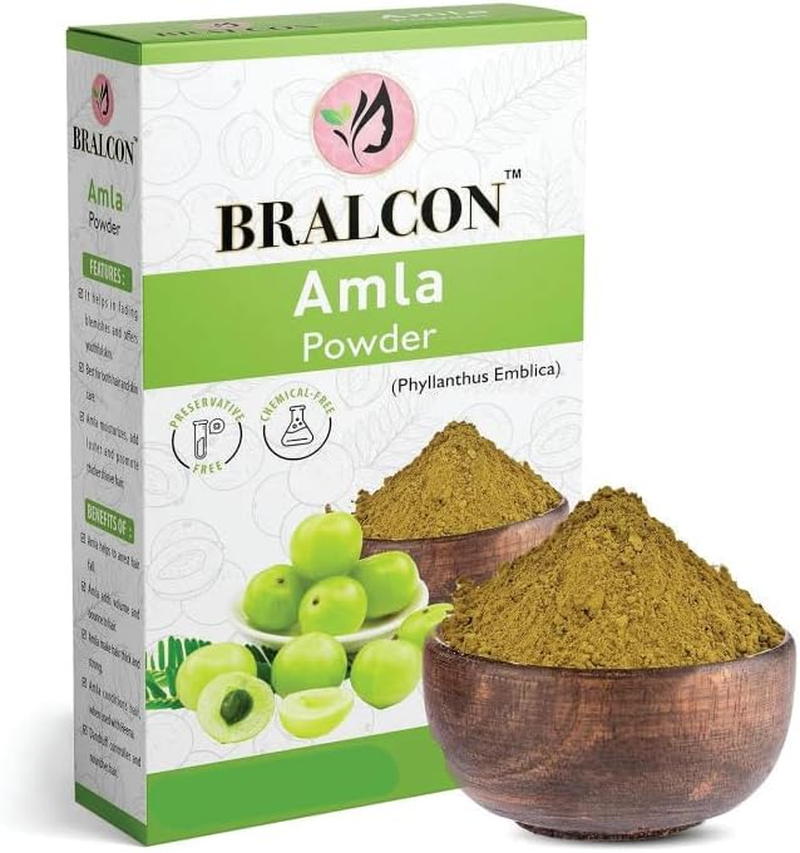 BRALCON Organic Amla, Brahmi Leaf, Hibiscus Flower Powder-300G(100G X 3 Pack) |Brahmi Leaves Powder, Amla Powder, Hibiscus Powder for Hair Cleanser & Hair Growth|Hair Care & Face Pack Powder image number 6