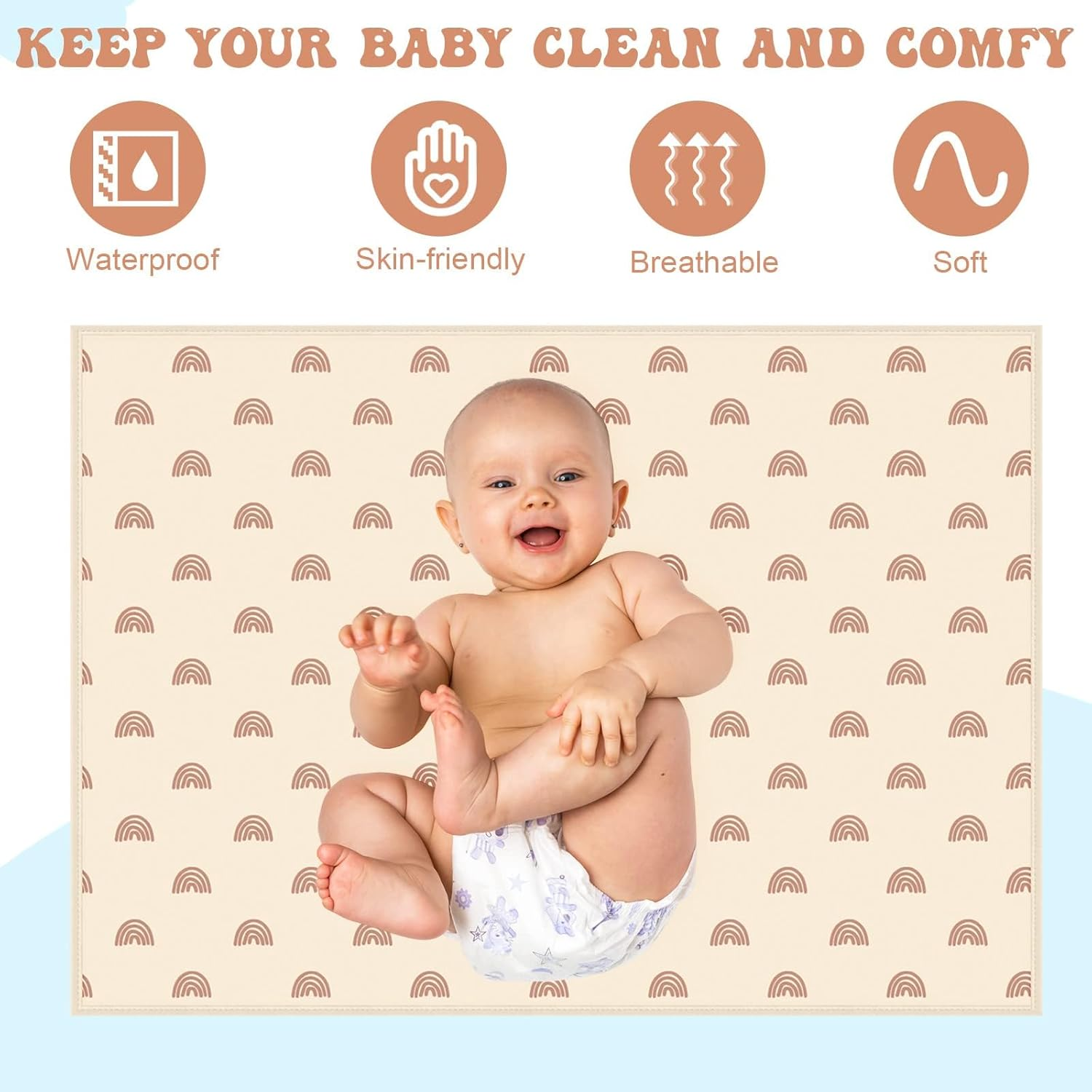 Changing Mat Portable - 1 Pcs Portable Changing Mat, Waterproof Foldable Baby Changer Pads, Machine Washable, Travel Baby Changer Pads for Moms and Dads (Ivory)