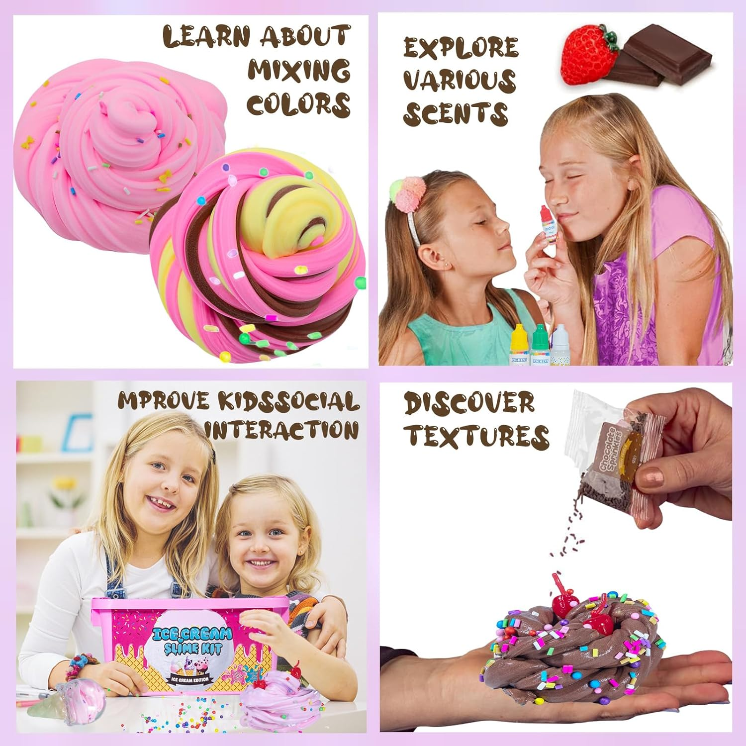 31PCS DIY Ice Cream Slime Kit for Girls, Amazing Ice Cream Slime Making Kit to Make Butter Cloud & Foam Slimes, Fun Easter Present, 10 Year Old Girl Birthday Gifts & Toys for Girls 7-10 image number 3