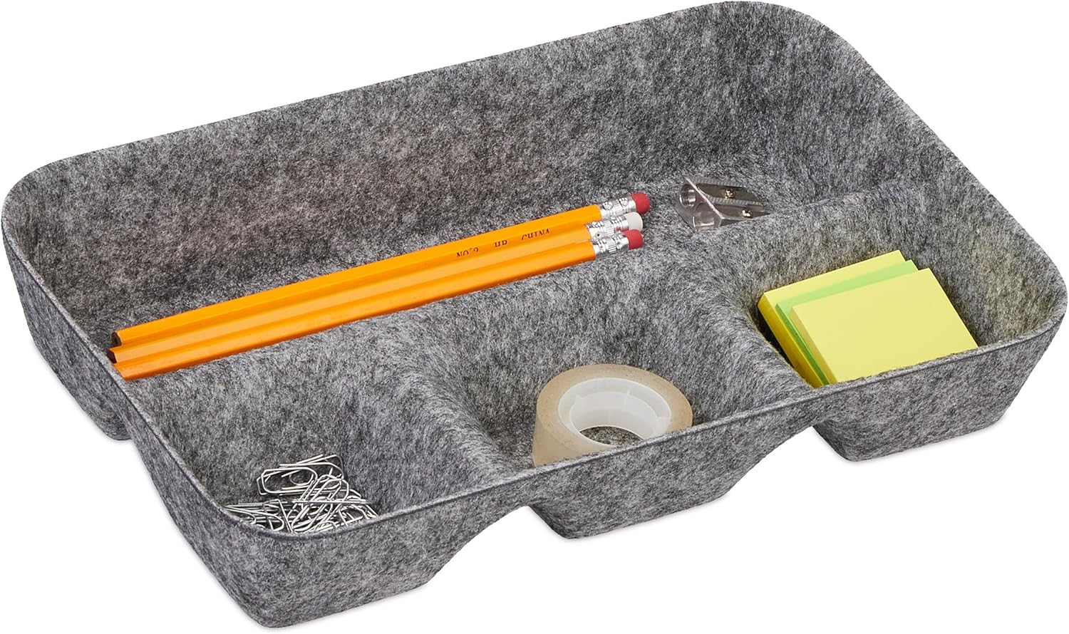 Relaxdays Felt Drawer Organiser, Desk Organiser System, HBT 5.5 X 29.5 X 19 Cm, 4 Compartments, Felt Basket, Dark Grey