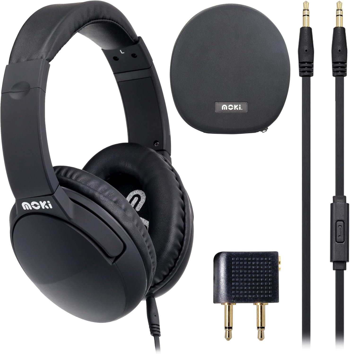 Moki Noise Cancellation Headphones, Black image number 2