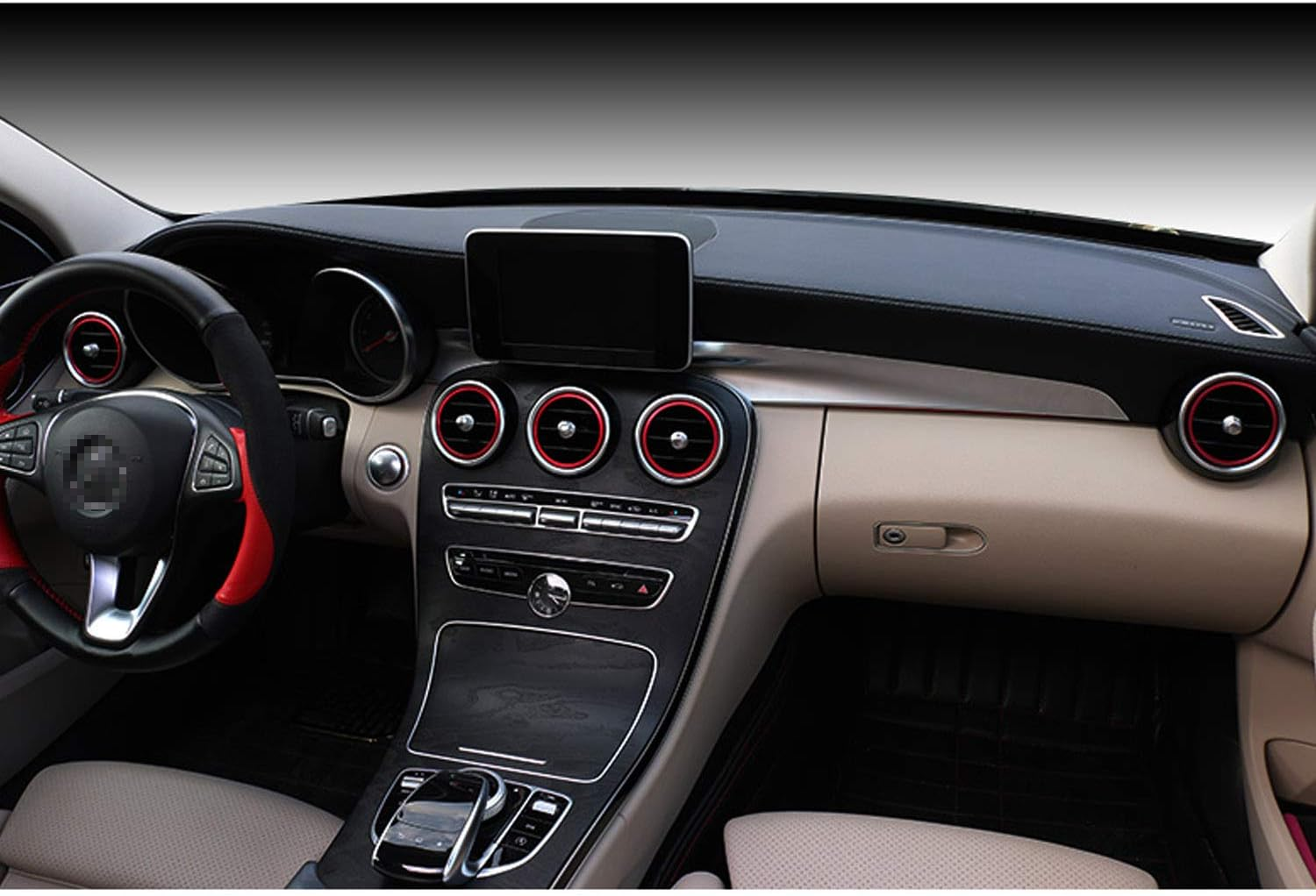 Ramecar Air Conditioner Vent Opening Inner Trim Decoration Covers for 2015-2021 Mercedes Benz W205 C180 C250 C300 C350 C400 C63 AMG, 2016-2022 GLC Class (7 Pcs, Red Aluminum) image number 2