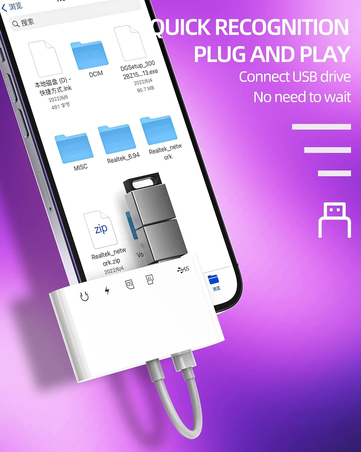 Lightning 3.5Mm USB SD Micro SD Card Reader Splitter for Iphone 14 13 12 11 Pro Max X 7 8 Plus(5In1) Charging Audio Headphone Adapter Cable Charger OTG Aux Camera Memory TF Flash Drive Jack Dongle Hub image number 2