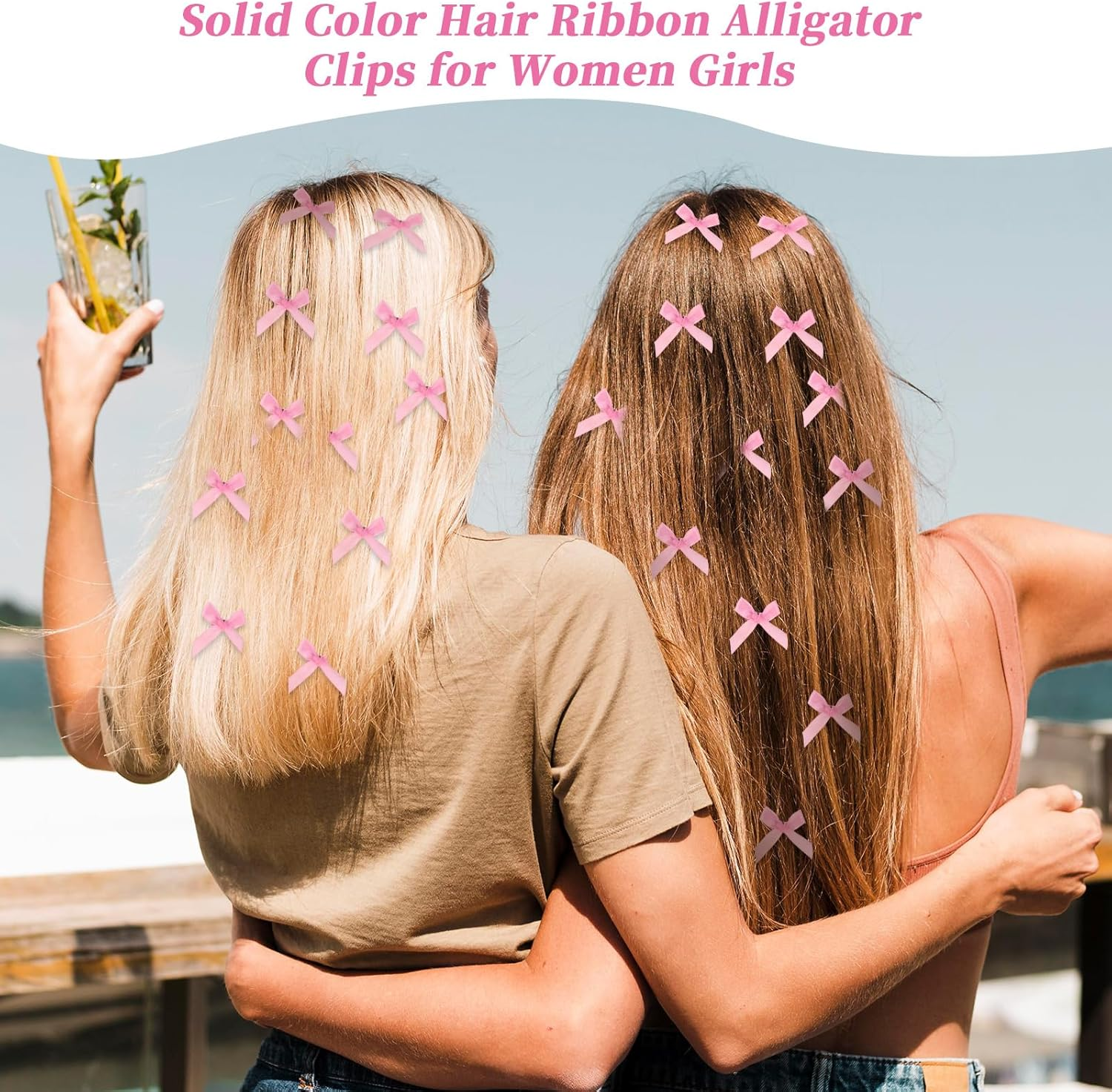 Qianyu 20Pcs Pink Mini Bowknot Ribbon Barrettes Satin Cute Bows Hair Claw Clips DIY Craft Hairpins for Scrapbooking Wedding Christmas Decoration Teens Women Girls' Hair Accessories image number 1