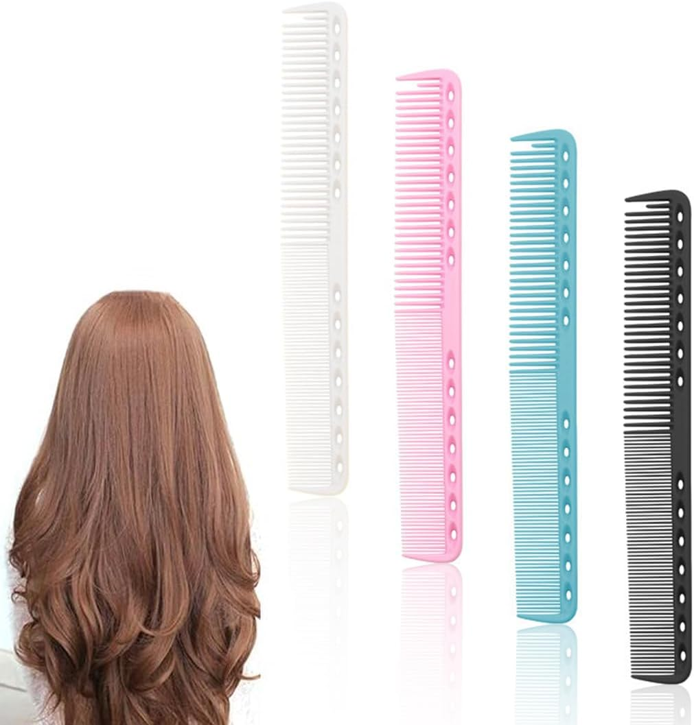 Styling Comb, 4 Pieces, Carbon Fibre Hair Combs, Shatterproof Premium Coarse Zinc Carbon Comb, Coarse Fine 2 Teeth, Salon Hairdresser Hair Care, for Men and Women with Different Types of Hair image number 2