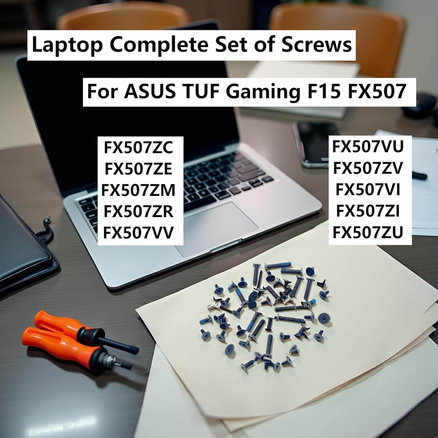 HSSDTECH Complete Laptop Screw Set for Asus TUF Gaming A15 FA507 F15 FX507 FA507RC FA507RF FX507ZC FX507ZE FX507VI FX507ZI FX507ZU Replacement Screw Kit for Laptop Repair image number 3