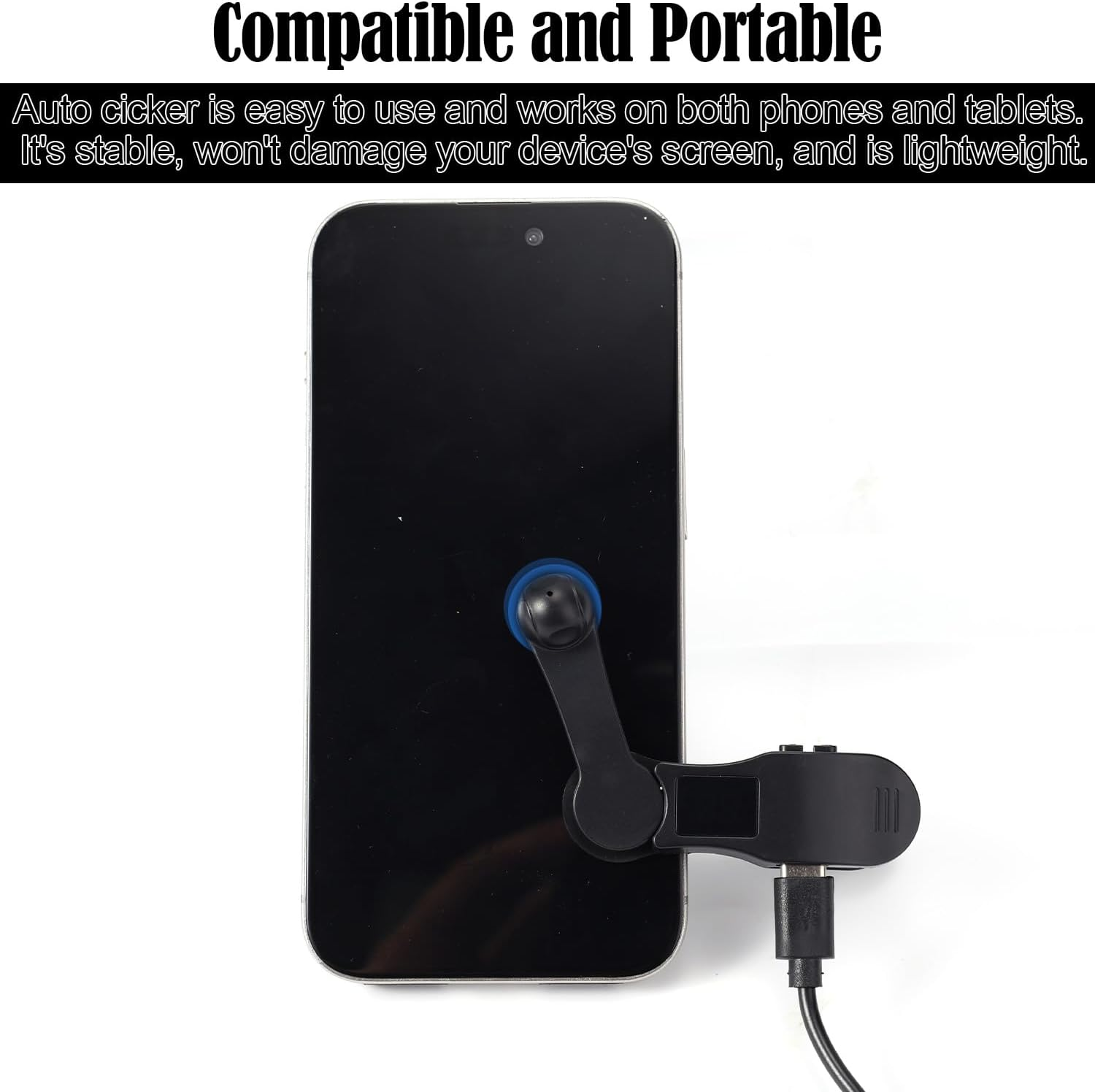 Smart Phone Auto Clicker, Speed-Adjustable Mobile Phone Screen Auto Clicker with Anti-Slip Clip Universal Fast Continuous Click Tool for Short Videos Live Stream Likes Social Media Tasks Game(Black) image number 2